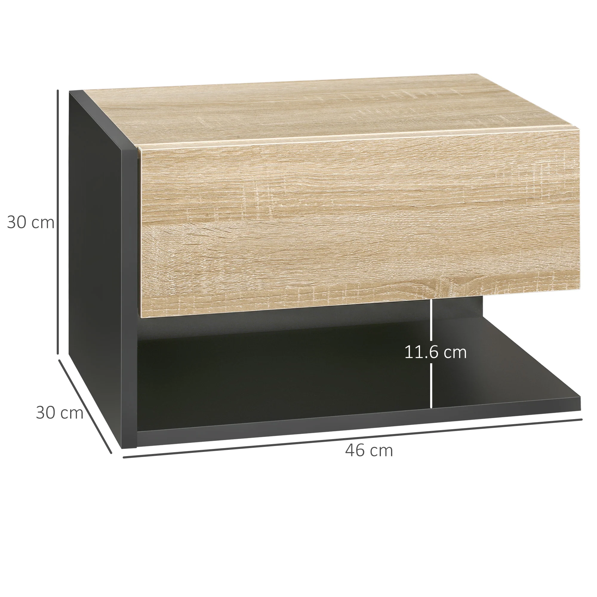 HOMCOM Modern Bedside Table Set of 2 with Drawer and Shelf - Image 3