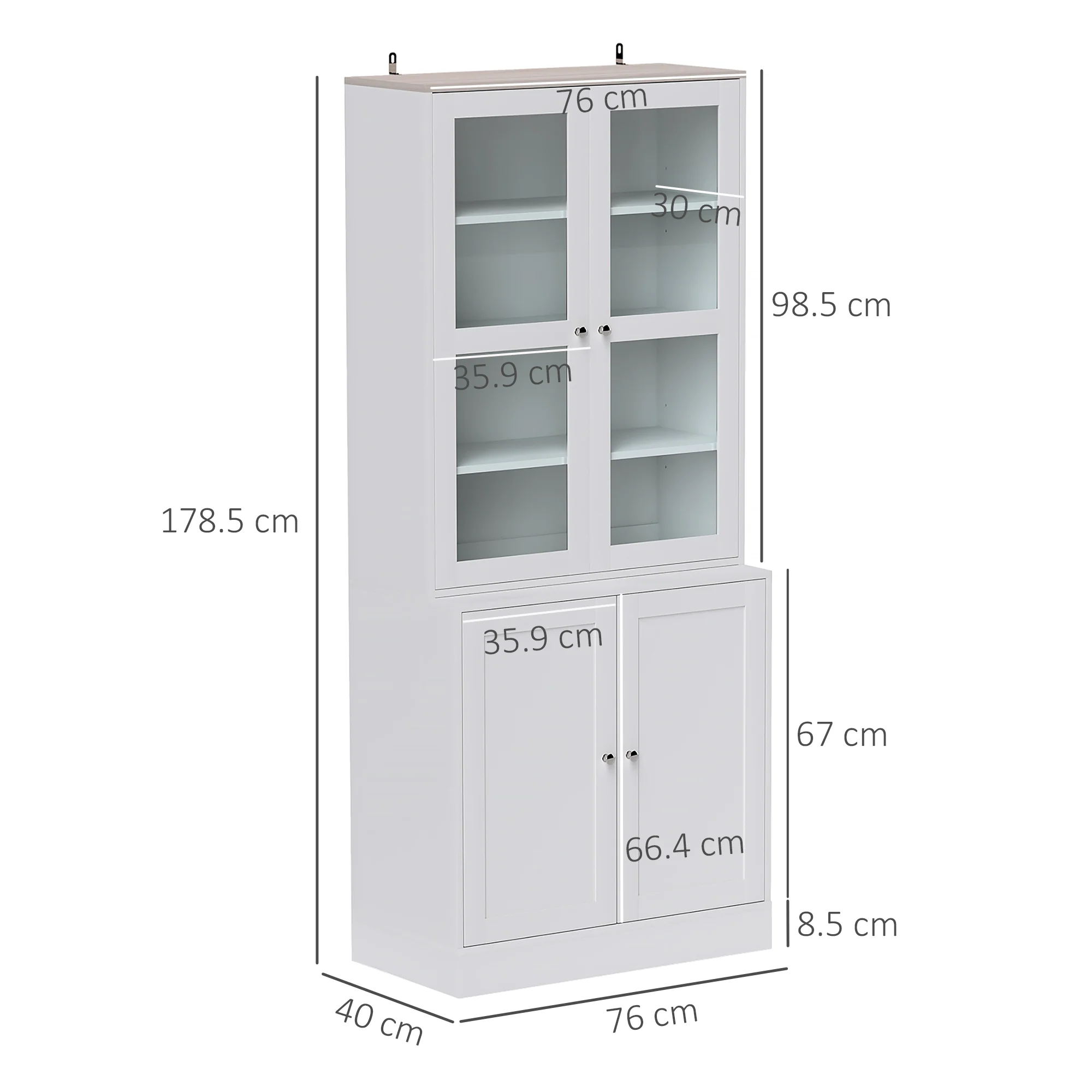 HOMCOM Modern Bookcase Display Storage Cabinet w/ Doors Adjustable Shelves - Image 14