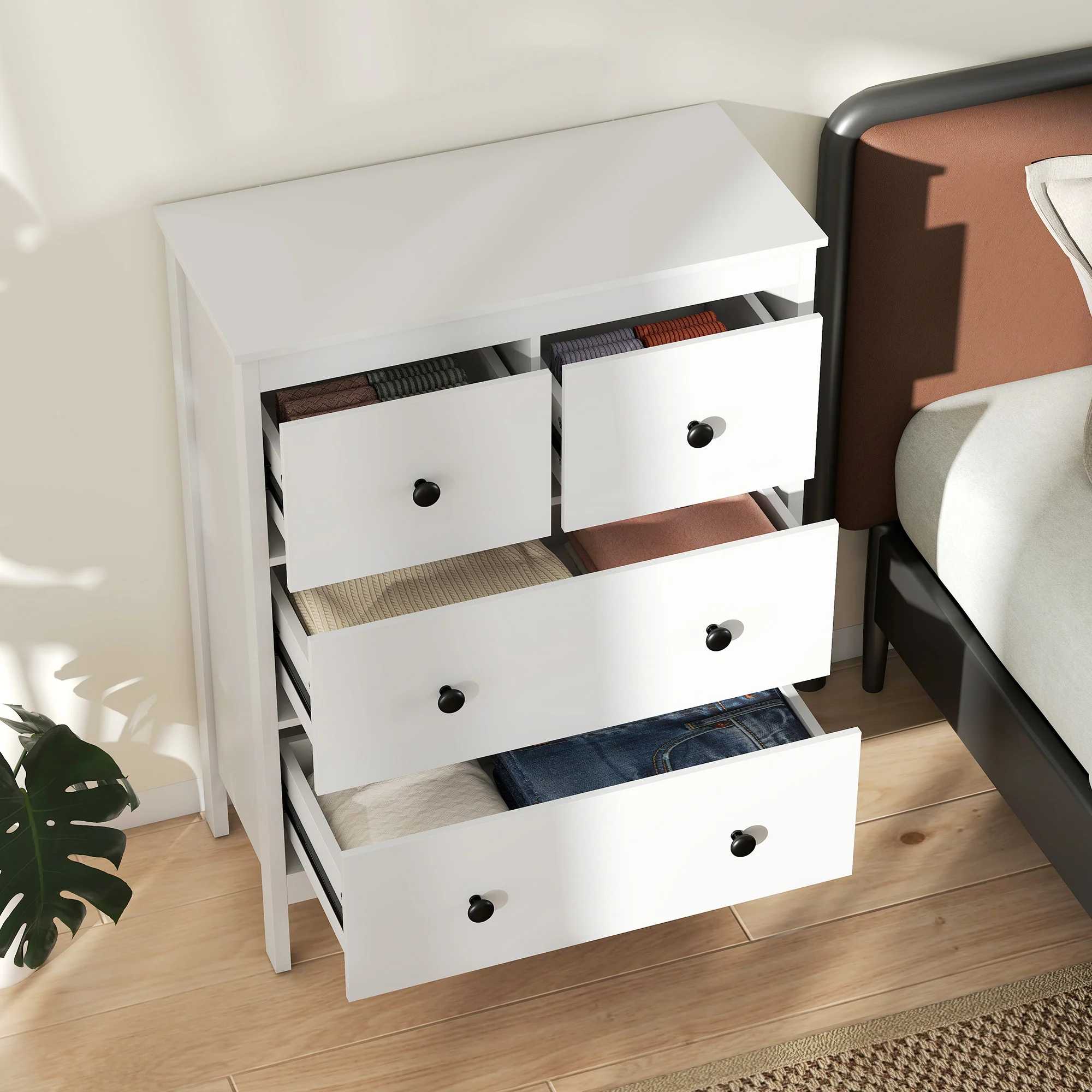 HOMCOM Modern Chest of Drawers, 4 Drawer Dresser for Bedroom, White - Image 7