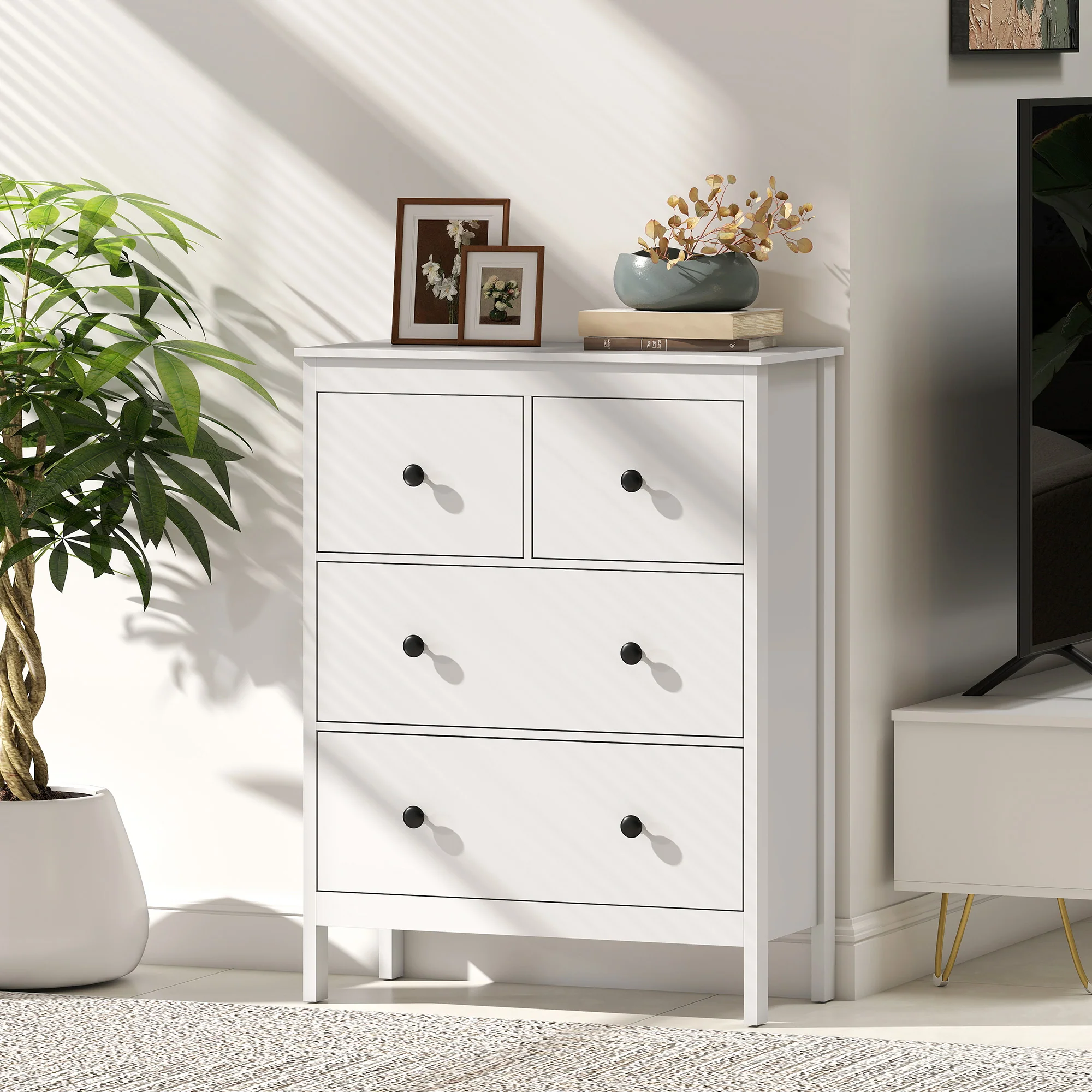 HOMCOM Modern Chest of Drawers, 4 Drawer Dresser for Bedroom, White - Image 9