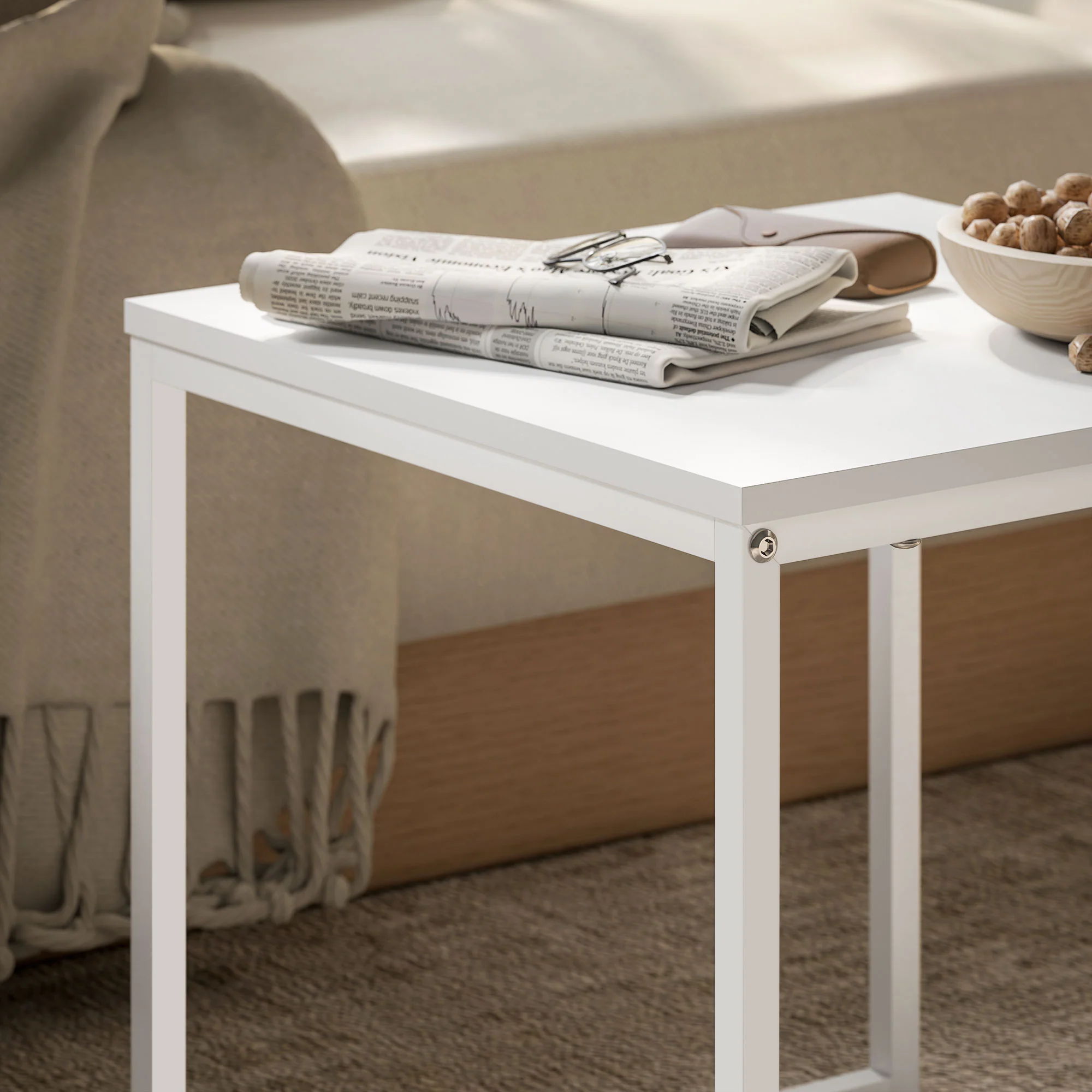 HOMCOM Modern Coffee Table Set Square Nest of Tables for Small Space - Image 18
