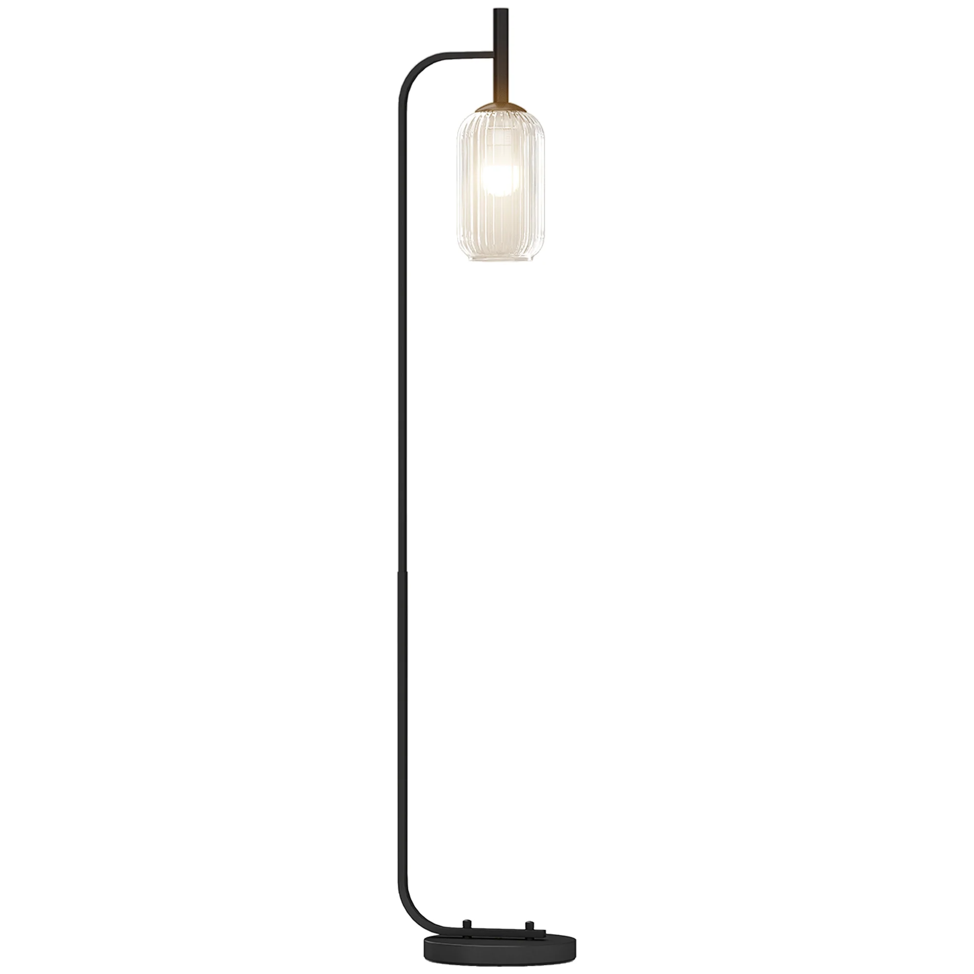 HOMCOM Modern Floor Lamp With Glass Lampshade, Foot Switch For Living Room