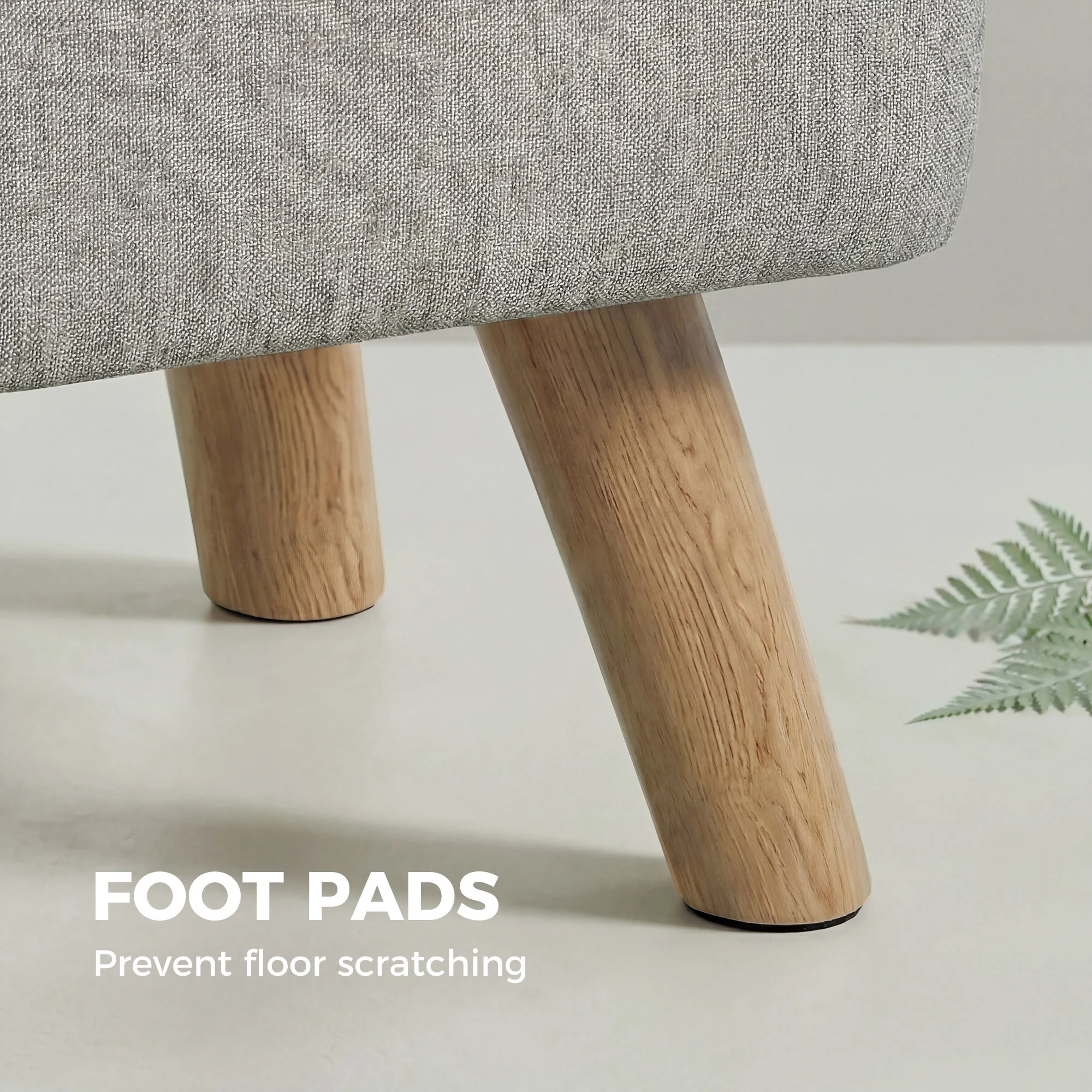 HOMCOM Modern Footstool, Fabric Foot Rest with Rubber Wood Legs, Brown - Image 6