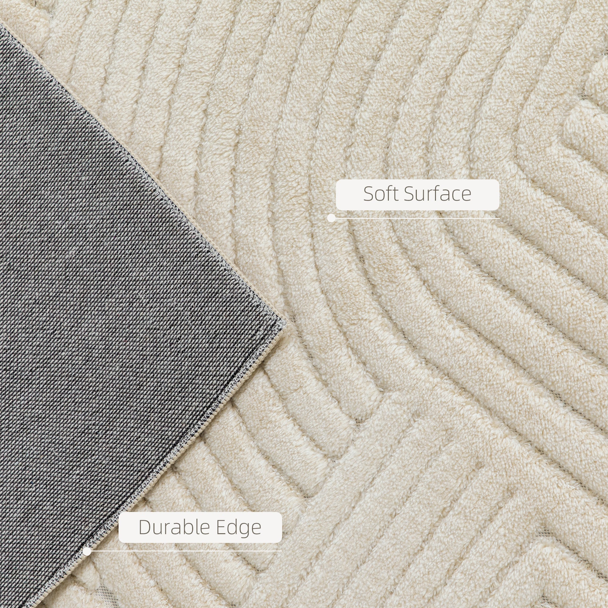 HOMCOM Modern Geometric Rug, Thick Plush, Non-Slip,Cream - Image 16