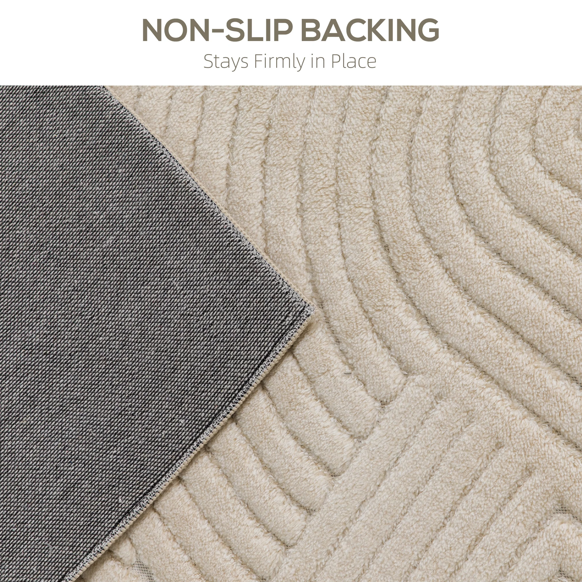 HOMCOM Modern Geometric Rug, Thick Plush, Non-Slip,Cream - Image 22