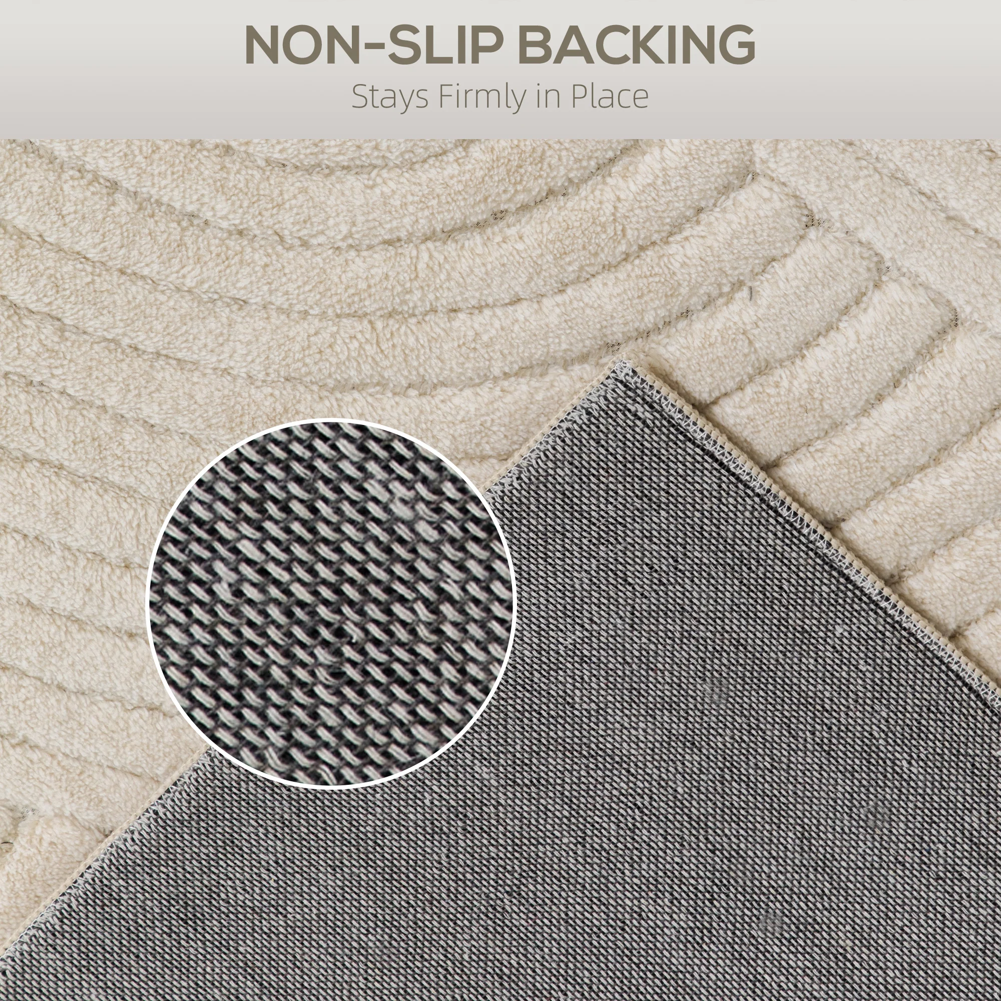HOMCOM Modern Geometric Rug, Thick Plush, Non-Slip,Cream - Image 4