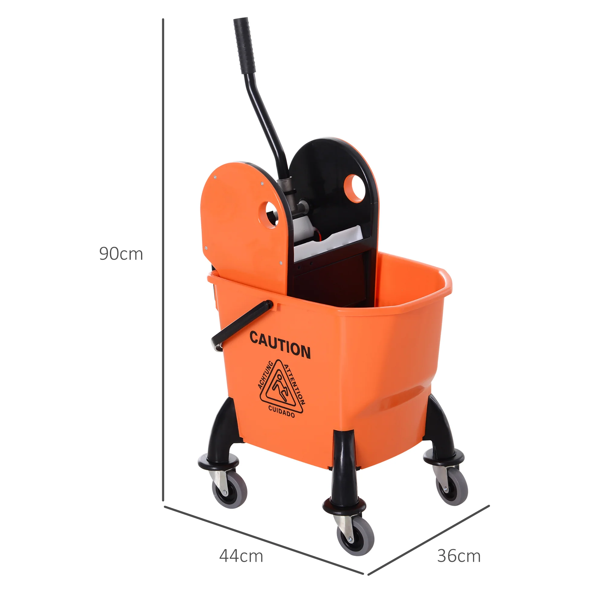 HOMCOM Mop Bucket On Wheels With Carry Handle, Mop Holder And Plastic Body - Image 6