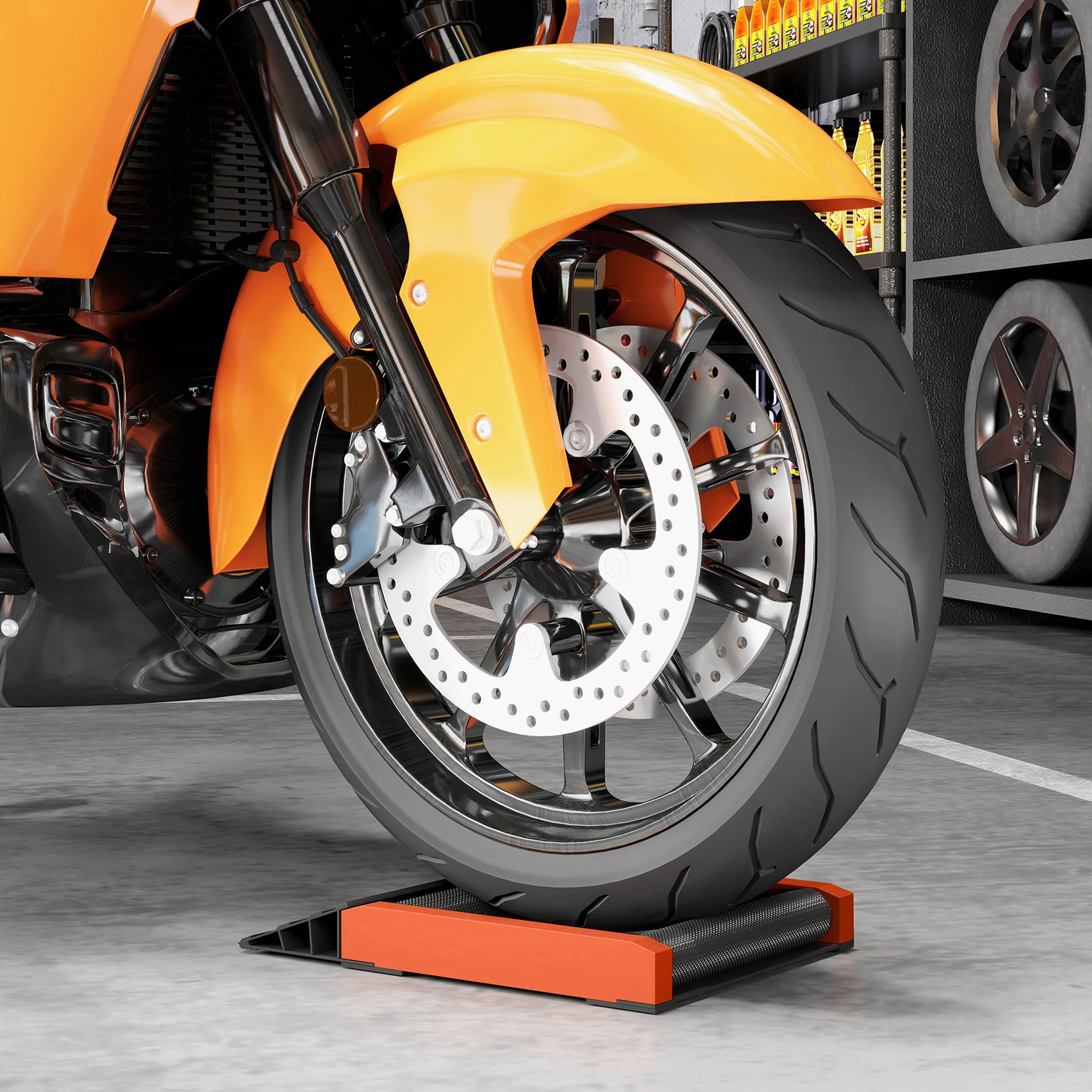 HOMCOM Motorcycle Wheel Roller Stand for Tyre Cleaning and Chain Lubrication - Image 2