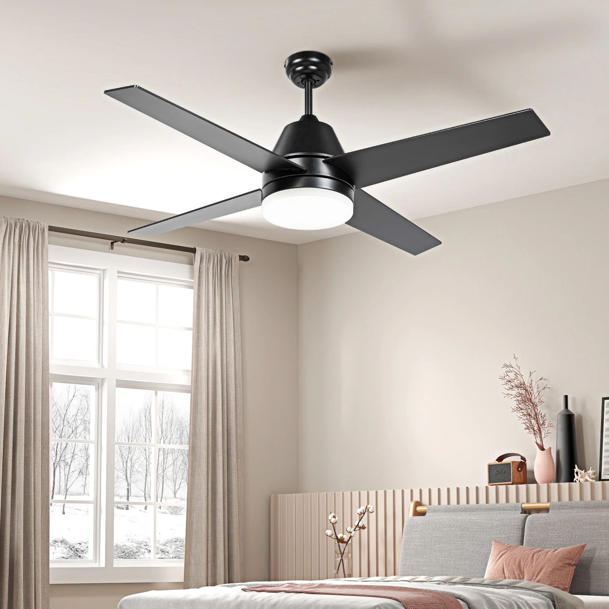 HOMCOM Mounting Reversible Ceiling Fan with Light, Remote - Image 2