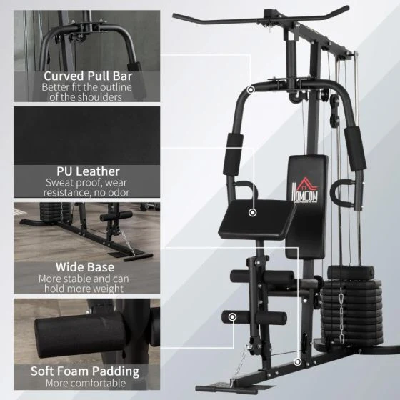 HOMCOM Multi Home Gym Machine with 45kg Weight Stack for Full Body Workout - Image 5