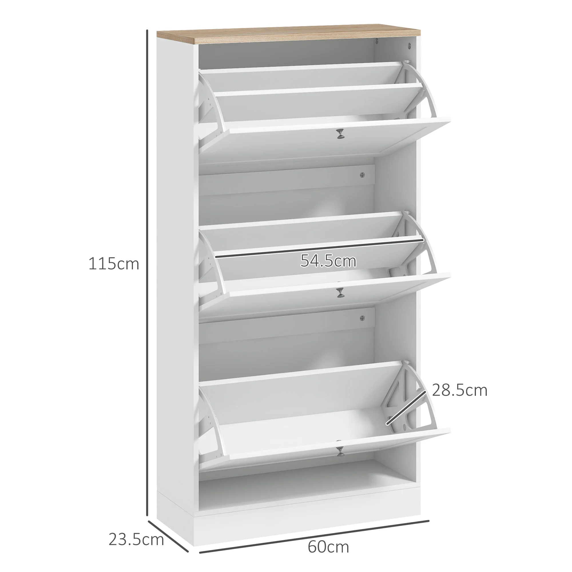 HOMCOM Narrow Shoe Cabinet with 3 Flip Drawers for 18 Pairs of Shoes White - Image 5