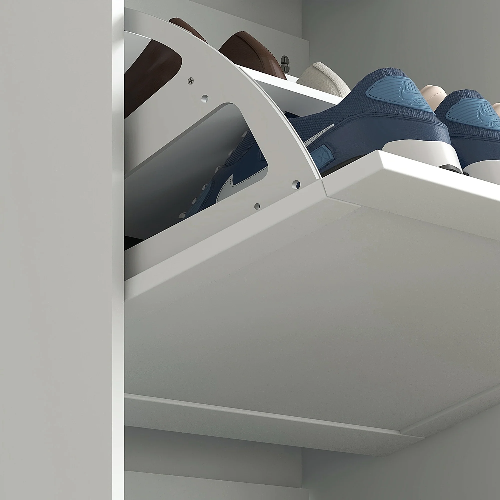 HOMCOM Narrow Shoe Cabinet with 3 Flip Drawers for 18 Pairs of Shoes White - Image 9