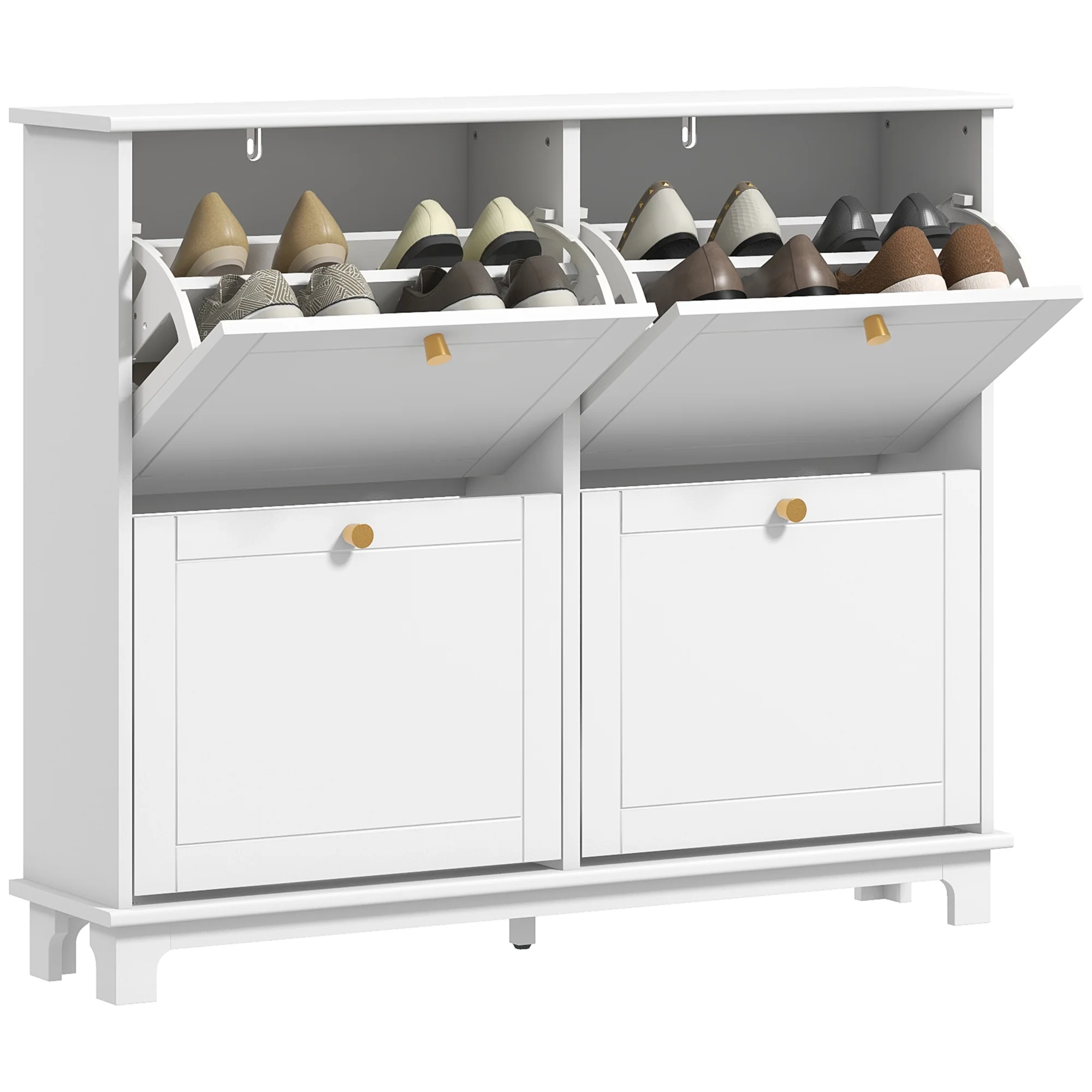 HOMCOM Narrow Shoe Cabinet With 4 Flip Drawers Adjustable Shelves - Image 10