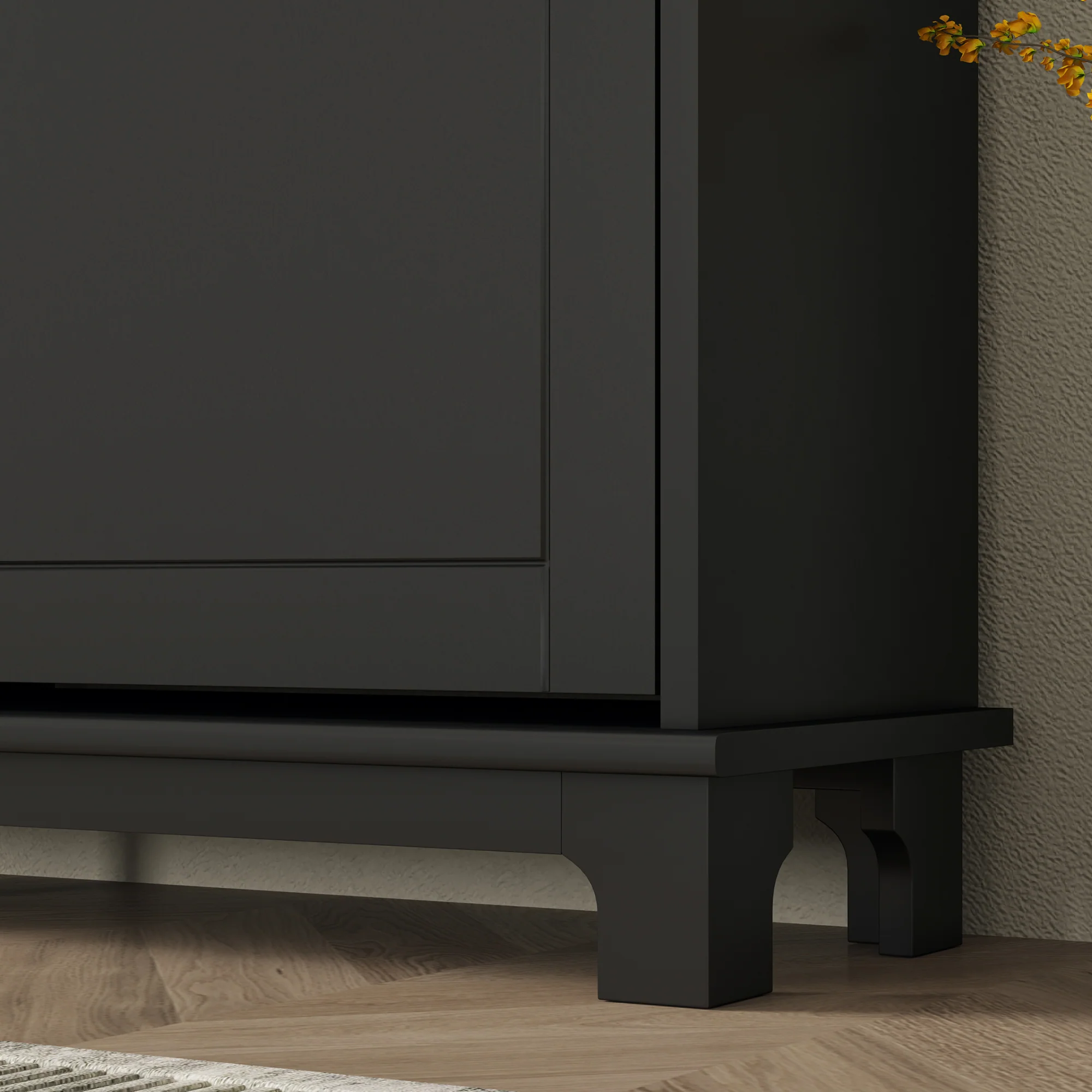 HOMCOM Narrow Shoe Cabinet With 4 Flip Drawers Adjustable Shelves - Image 9