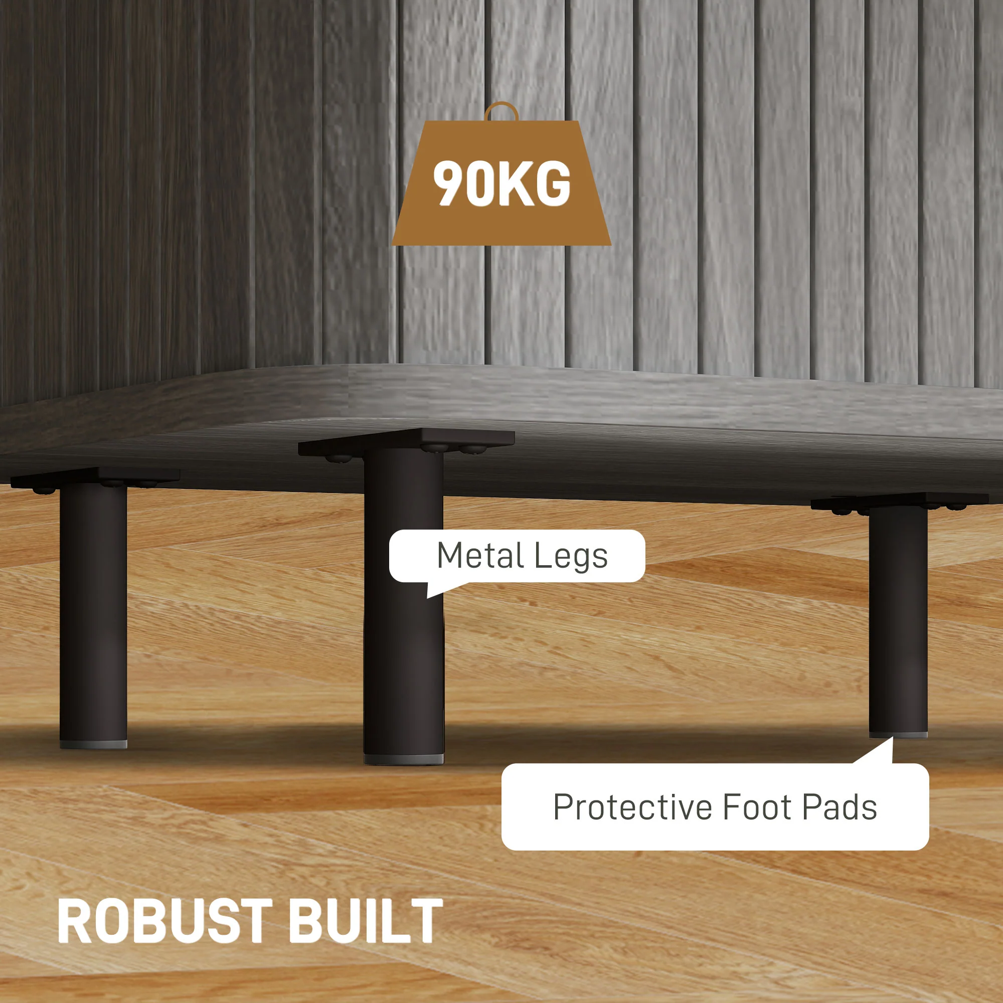 HOMCOM Nightstand With Sliding Doors And Metal Legs For Bedroom - Image 7