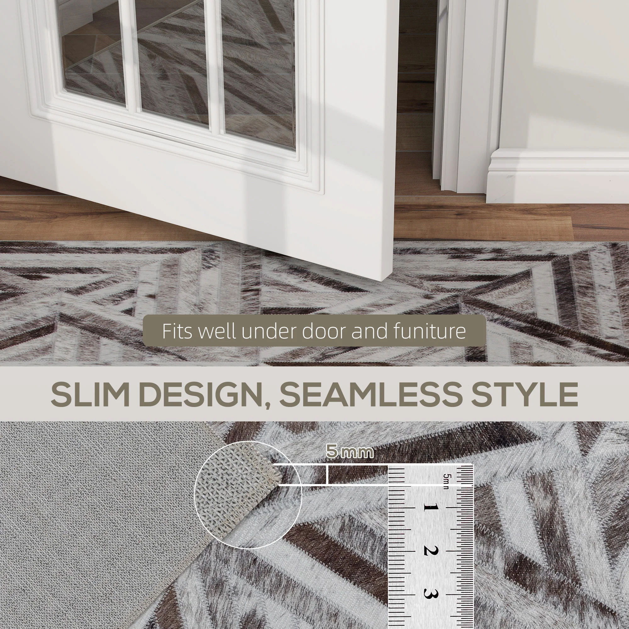 HOMCOM Non-Slip Washable Rug, Chenille Floor Carpet For Living Room, - Image 7