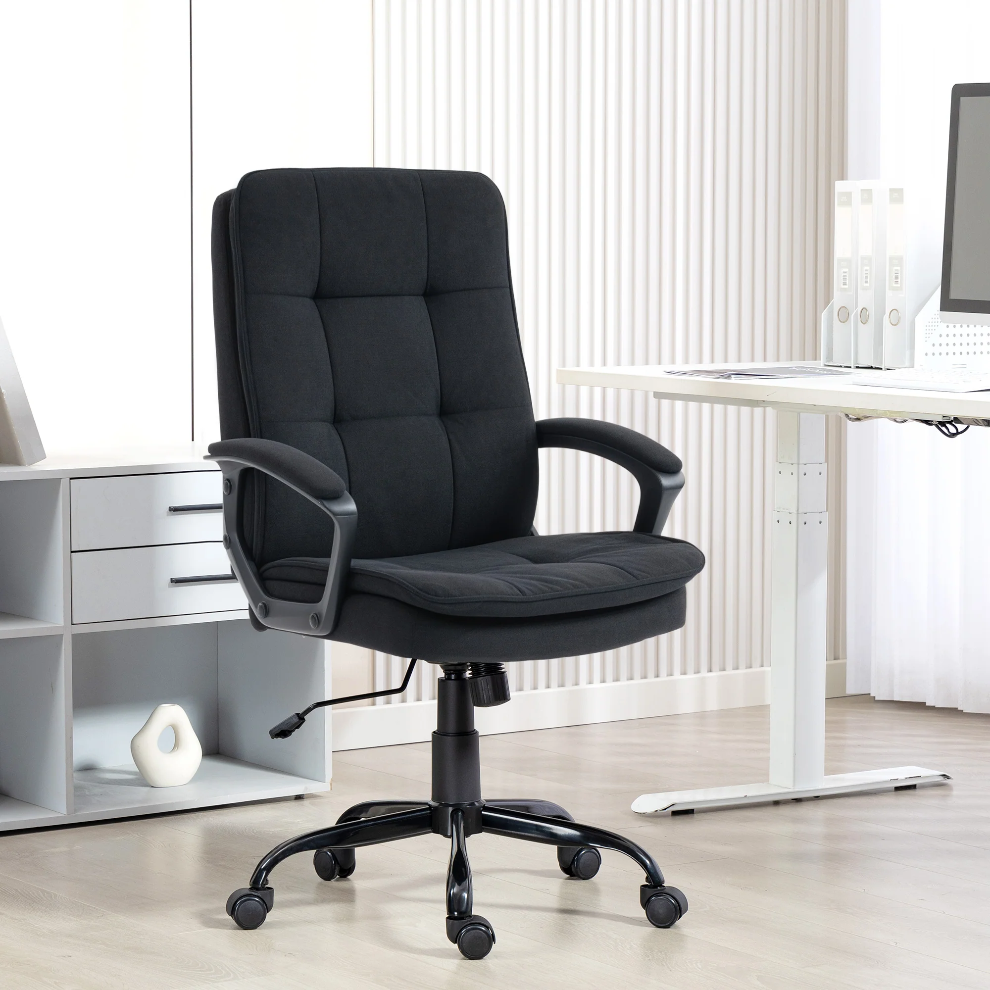 HOMCOM Office Chair, Computer Desk Chair with Dual-Layer Padding, Black - Image 2