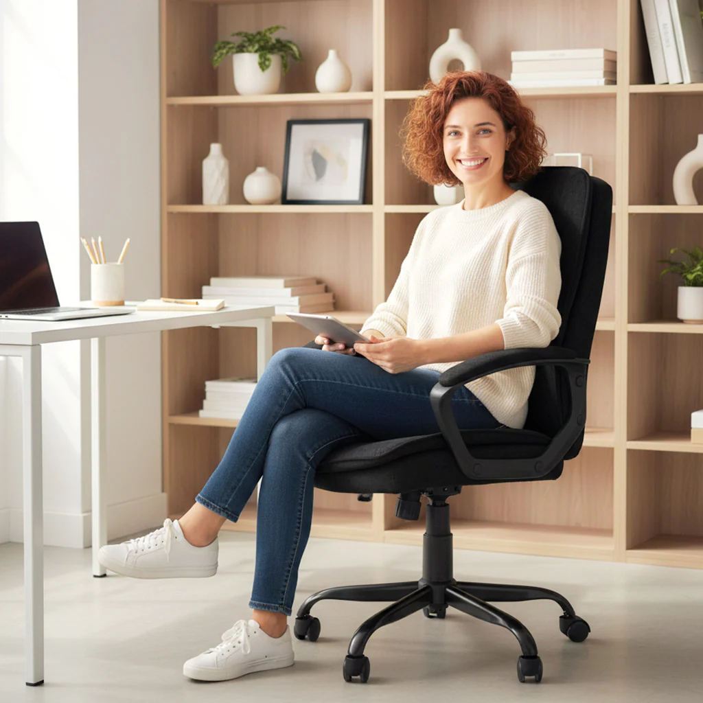 HOMCOM Office Chair, Computer Desk Chair with Dual-Layer Padding, Black - Image 9
