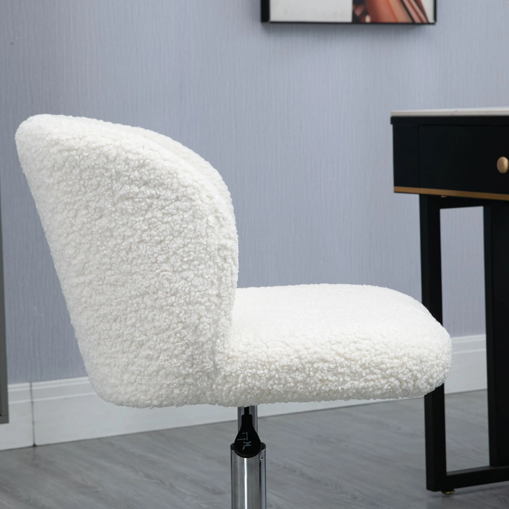 HOMCOM Office Chair, Swivel Chair with Adjustable Height and Wheels, White - Image 9