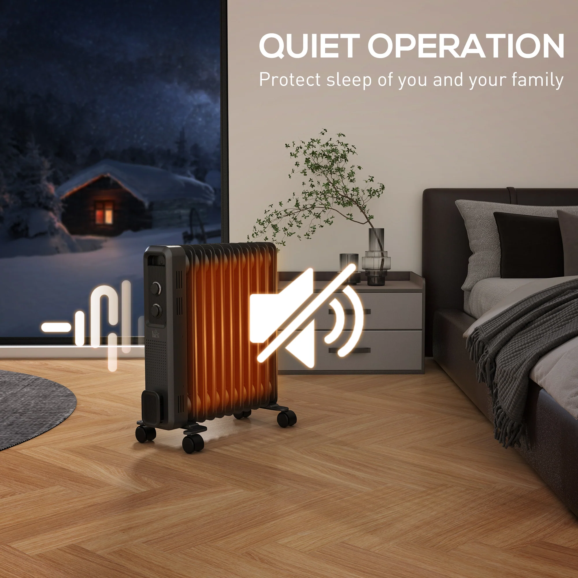HOMCOM Oil Filled Radiator Portable Space Heater W/ 11 Fin, 3 Heat Settings - Image 8