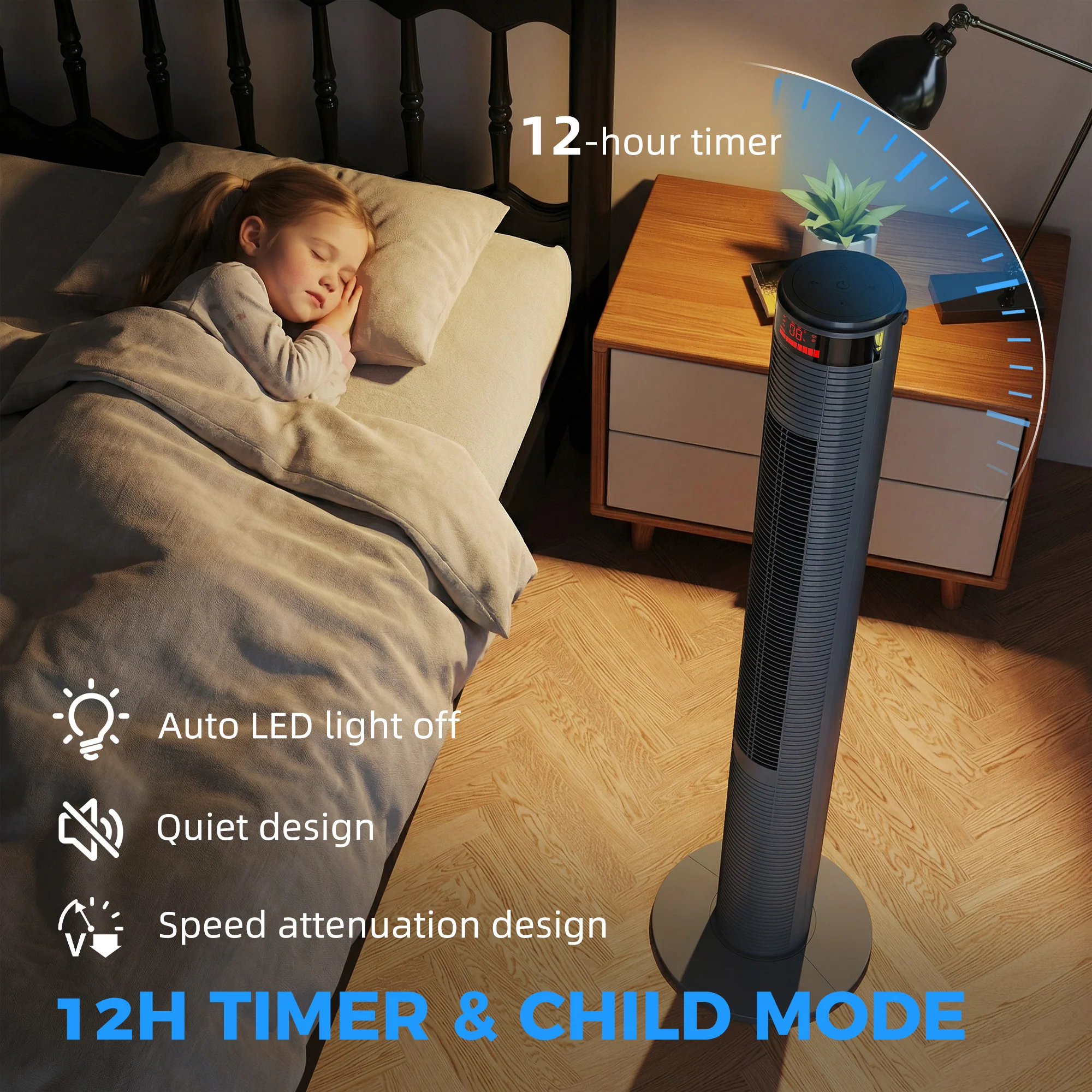 HOMCOM Oscillating Tower Fan Remote Control 3 Speed Modes Cooling Machine - Image 7