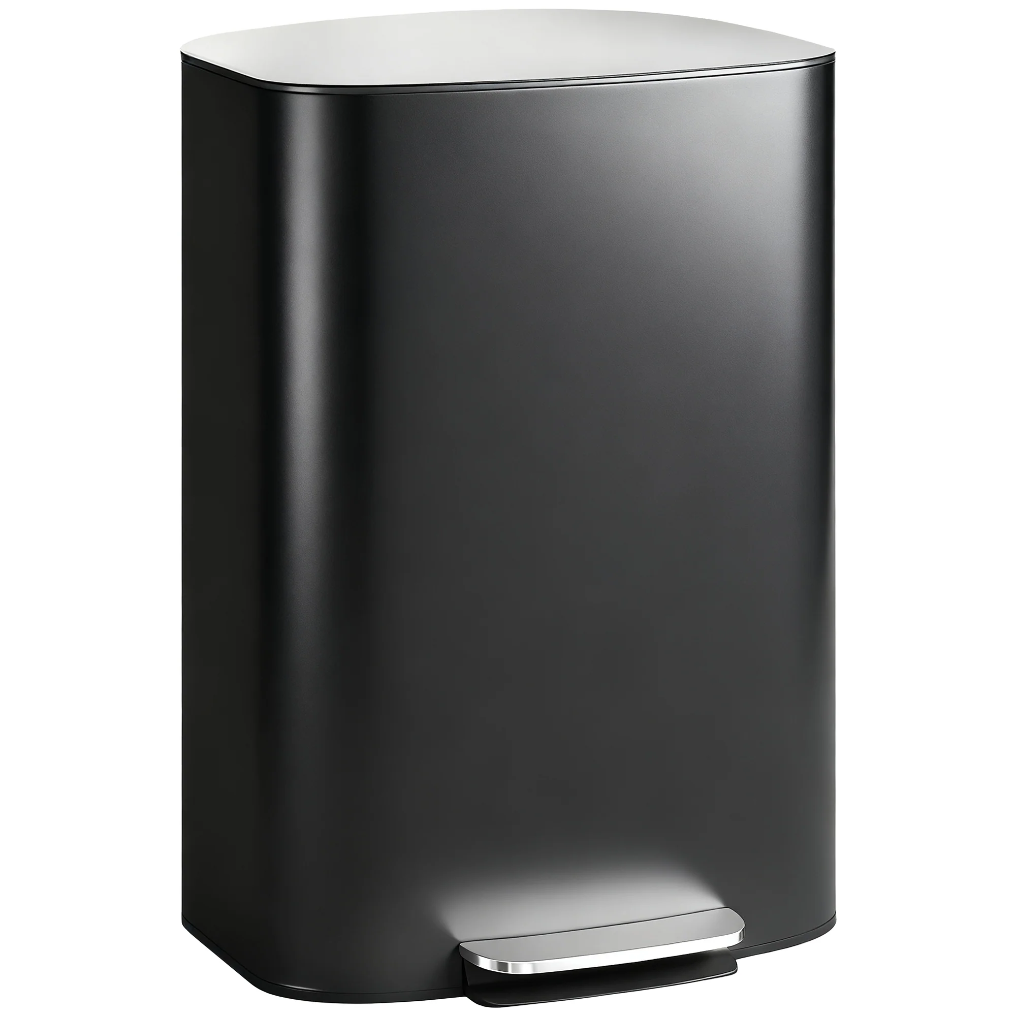HOMCOM Pedal Bin With Soft-Close Lid, 50L Kitchen Bin With Carry Handle Black