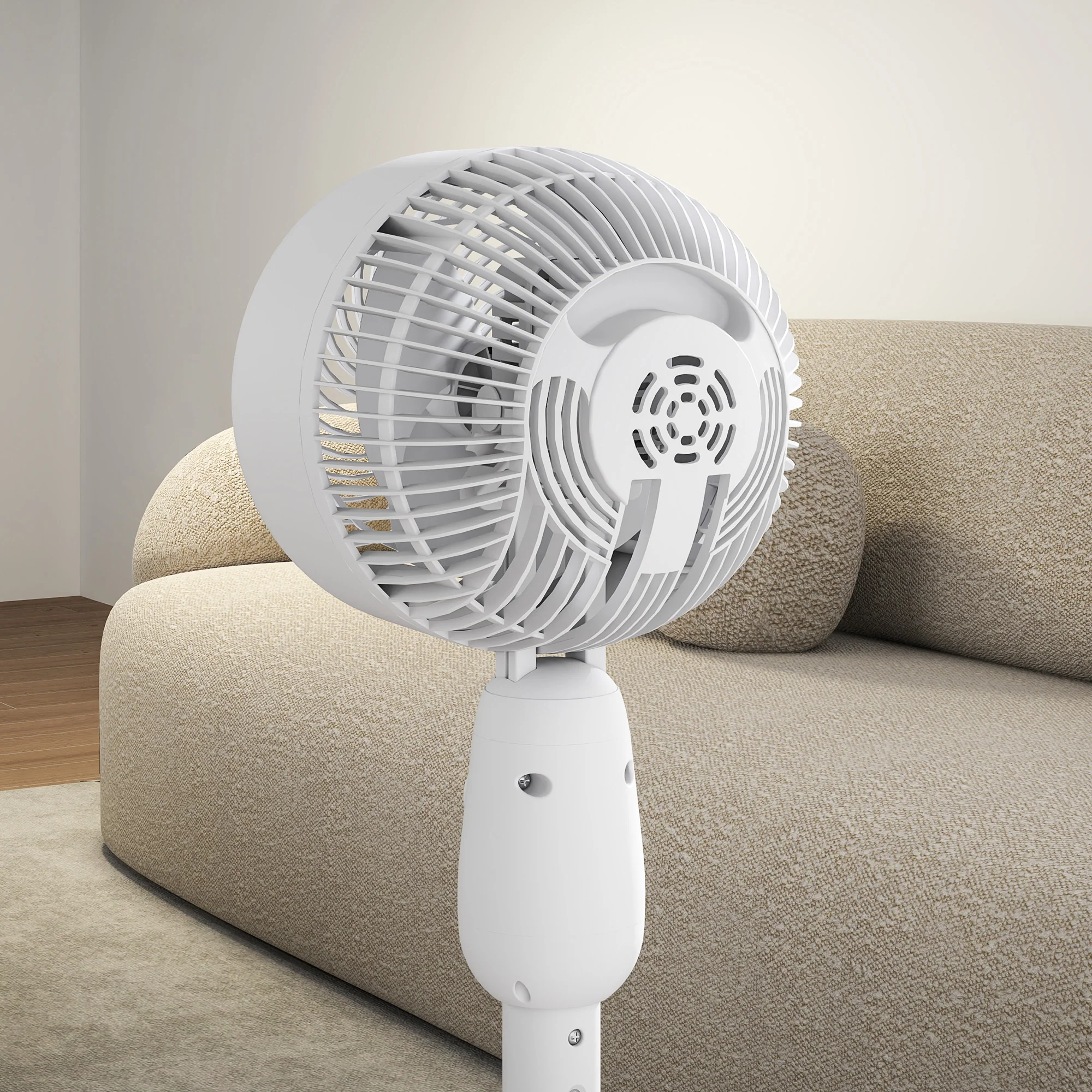 HOMCOM Pedestal Fan for Bedroom, Powerful Air Circulator with 3 Speed, White - Image 9