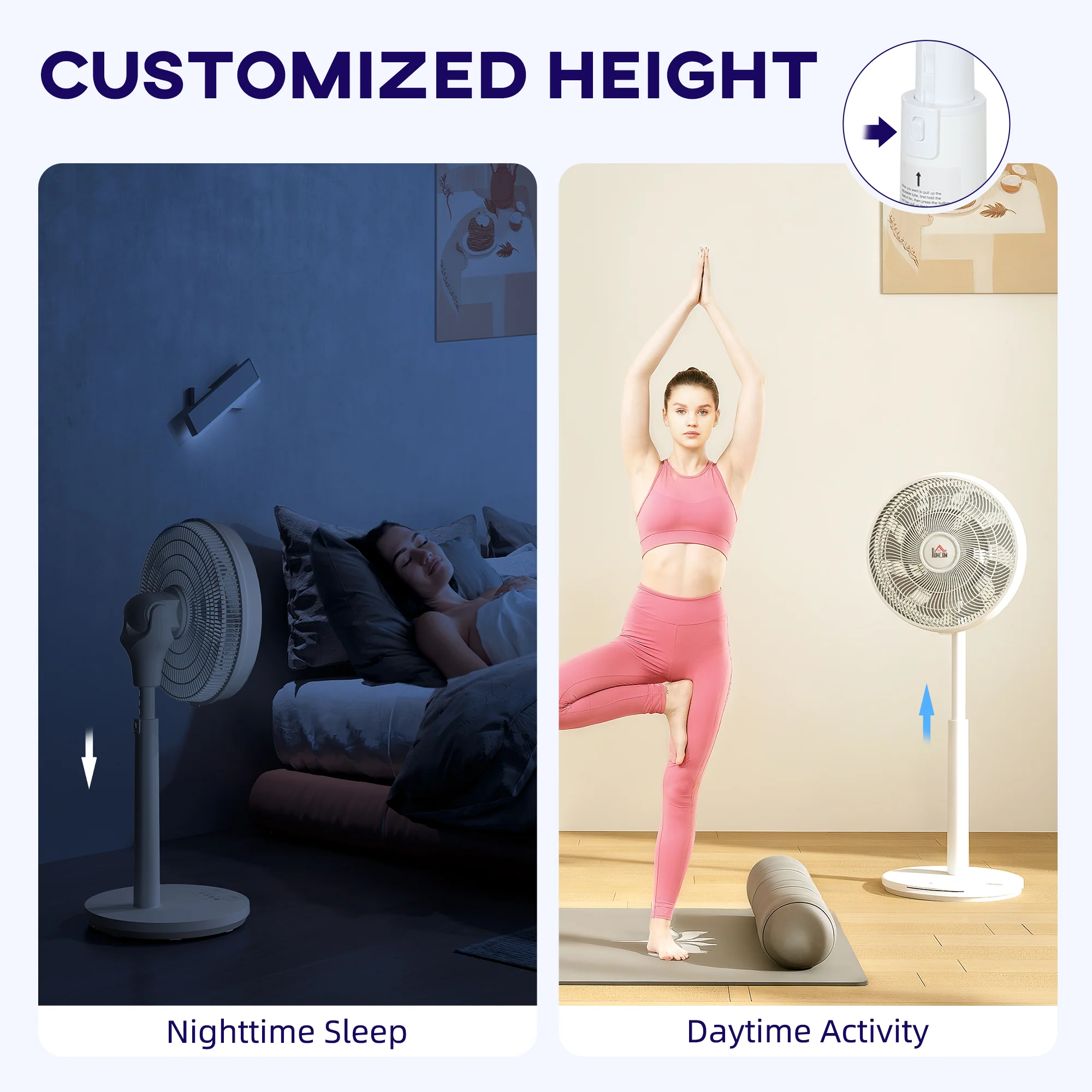 HOMCOM Pedestal Fan With Oscillating, Tilt, Adjustable Height, Timer - Image 16