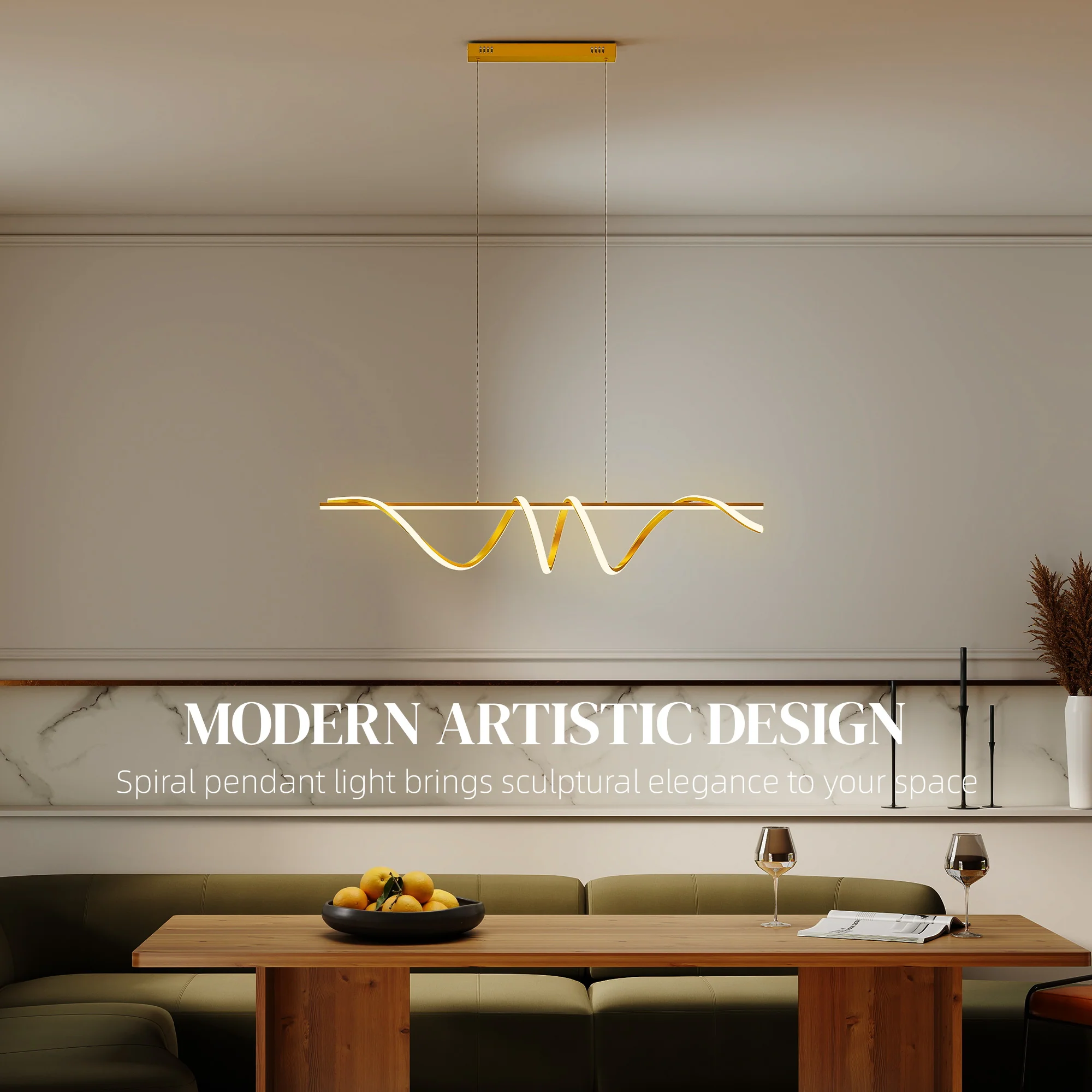 HOMCOM Pendant Light, Ceiling Light with 3 Colour Temperatures, Gold Tone - Image 6