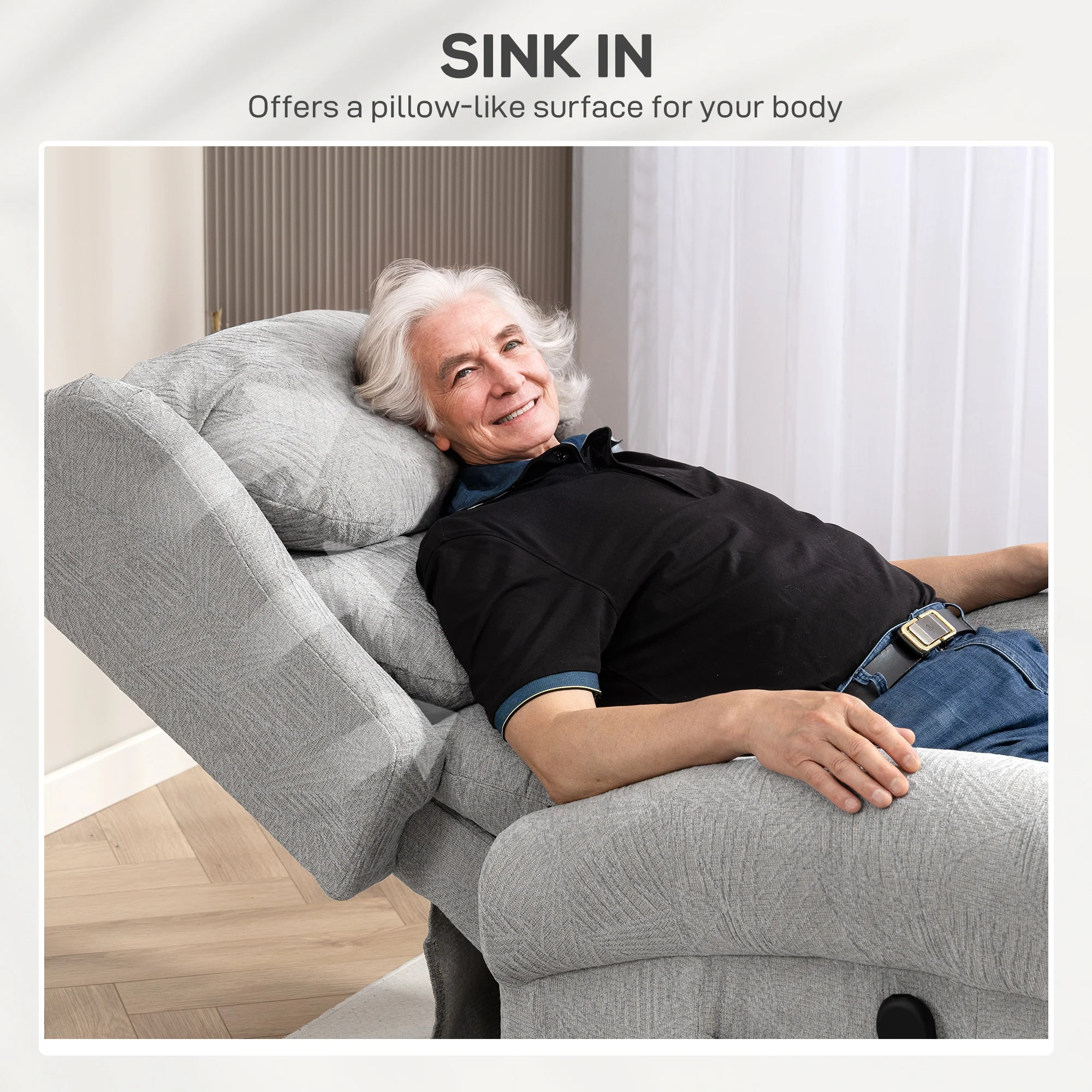 HOMCOM Power Lift Recliner Chair For Elderly With Remote Control, Grey - Image 6
