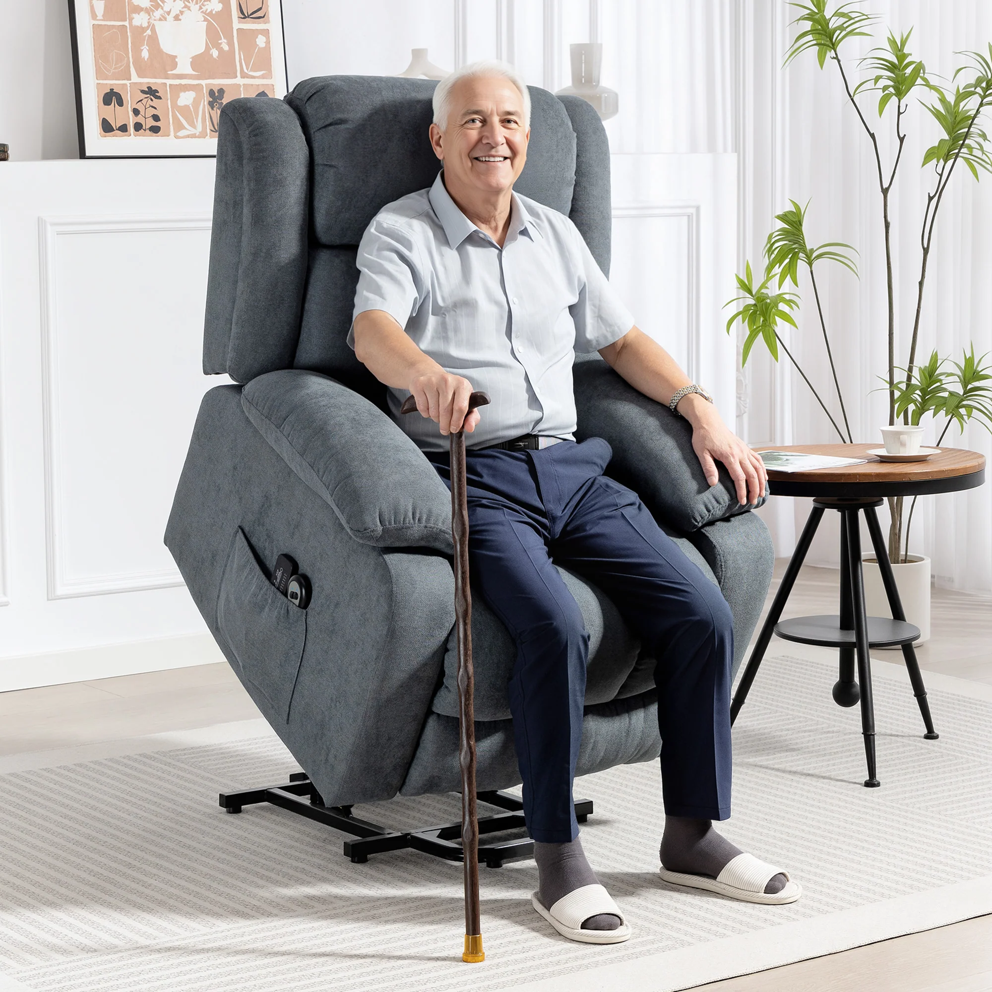 HOMCOM Power Lift Recliner Chair, Lift Chair For Elderly With Massage, Grey - Image 2