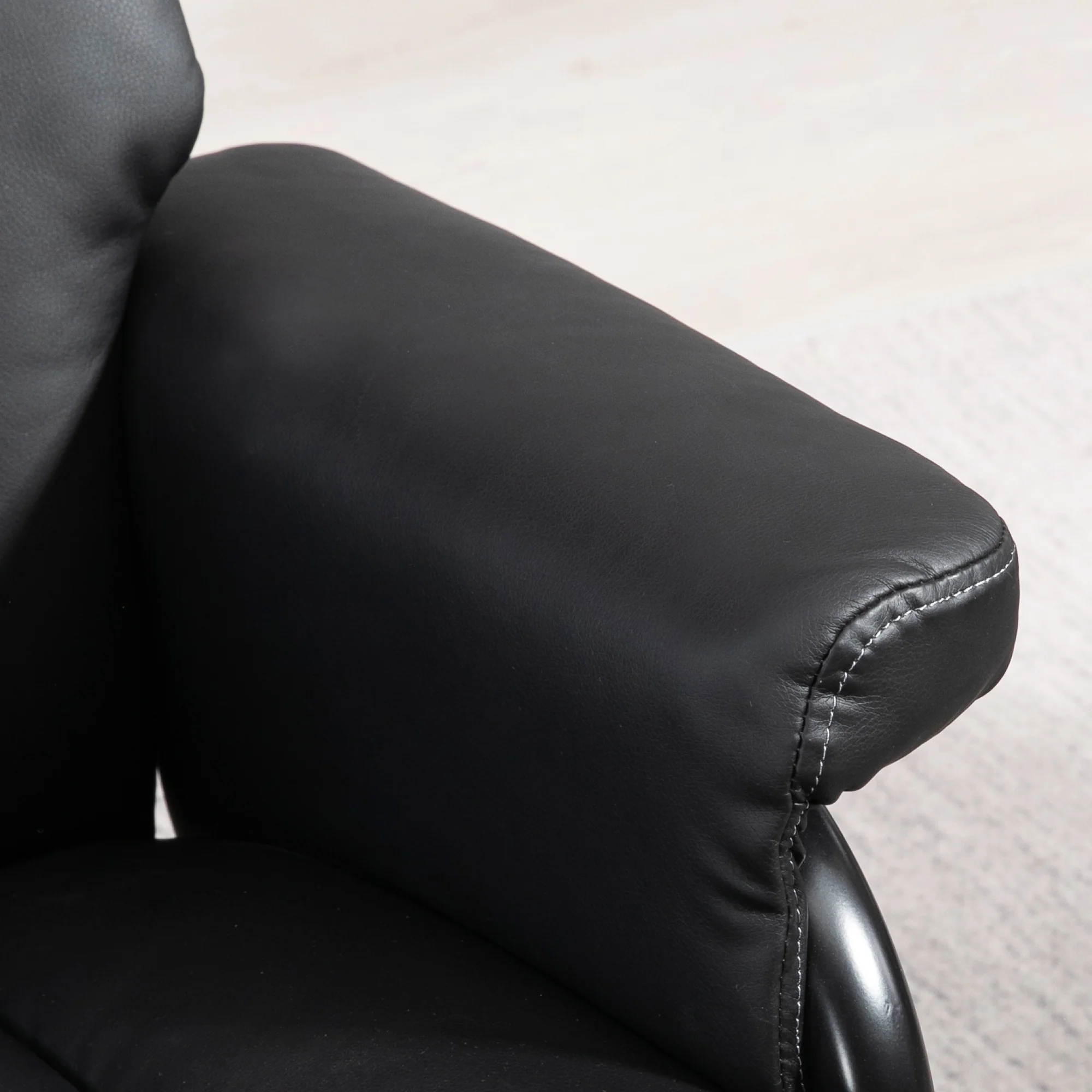 HOMCOM PU Leather Swivel Recliner Armchair With Ottoman, Black - Image 8