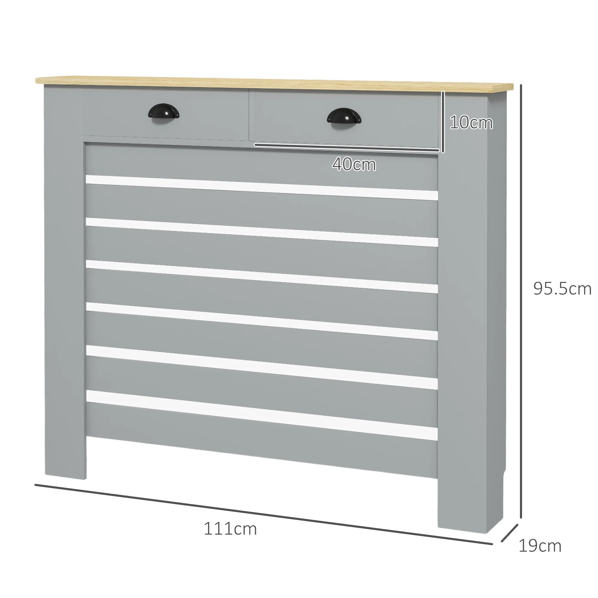 HOMCOM Radiator Cover With Drawer, Horizontal Slat - Image 14