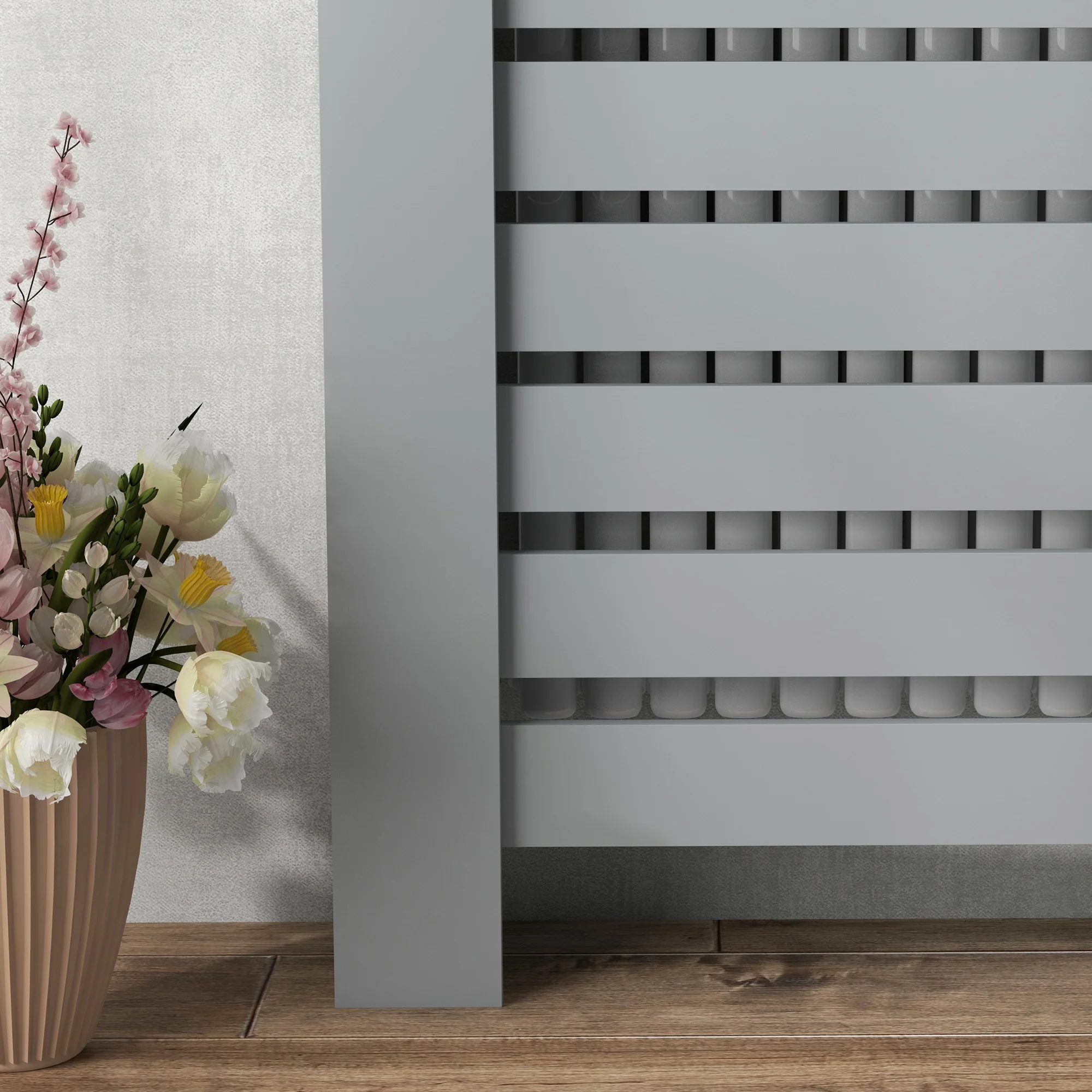 HOMCOM Radiator Cover With Drawer, Horizontal Slat - Image 18