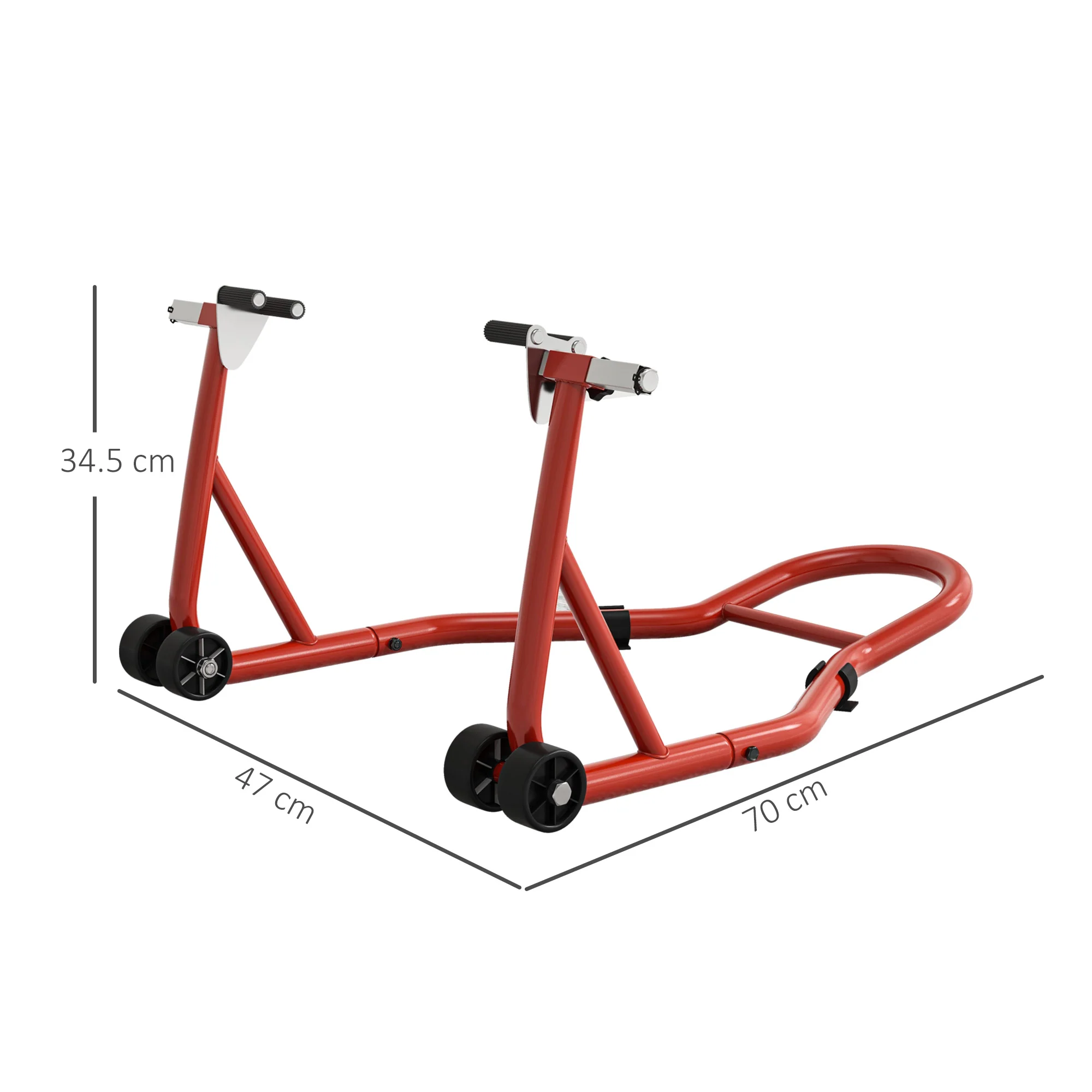 Homcom Rear Motorcycle Paddock Stand with U&L Shaped Adapters, Red - Image 5