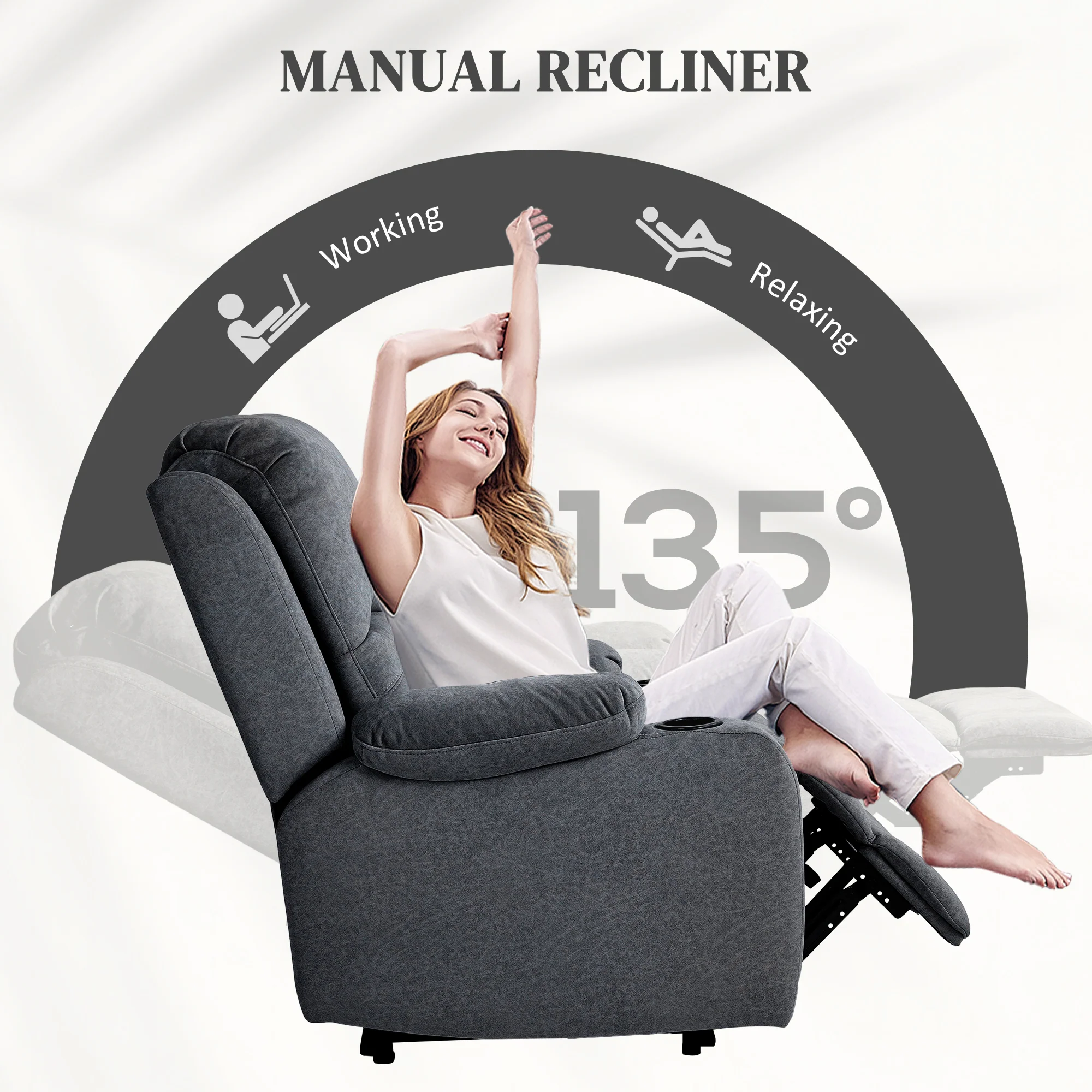 HOMCOM Recliner Armchair For Living Room, Recliner Chair With Cup Holder - Image 3