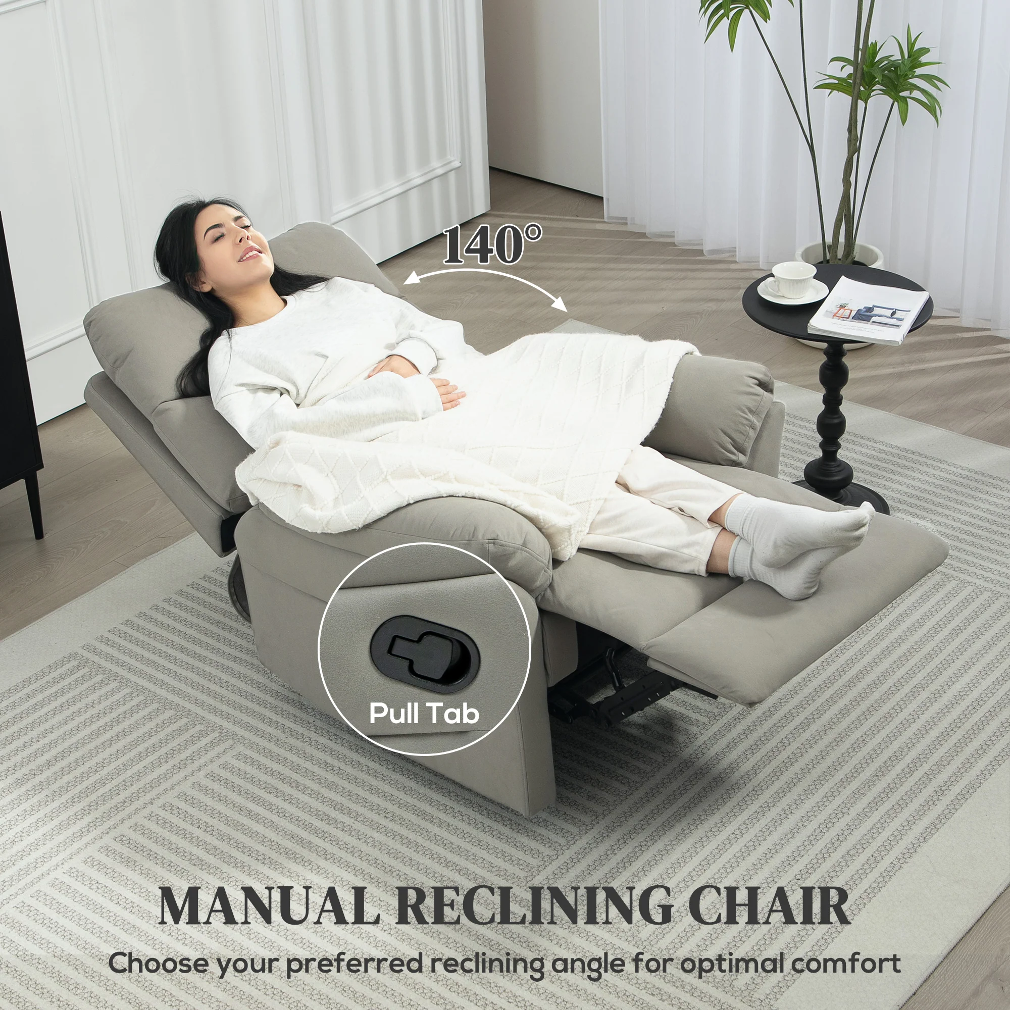 HOMCOM Recliner Armchair, Reclining Chair With Adjustable Leg Rest - Image 3