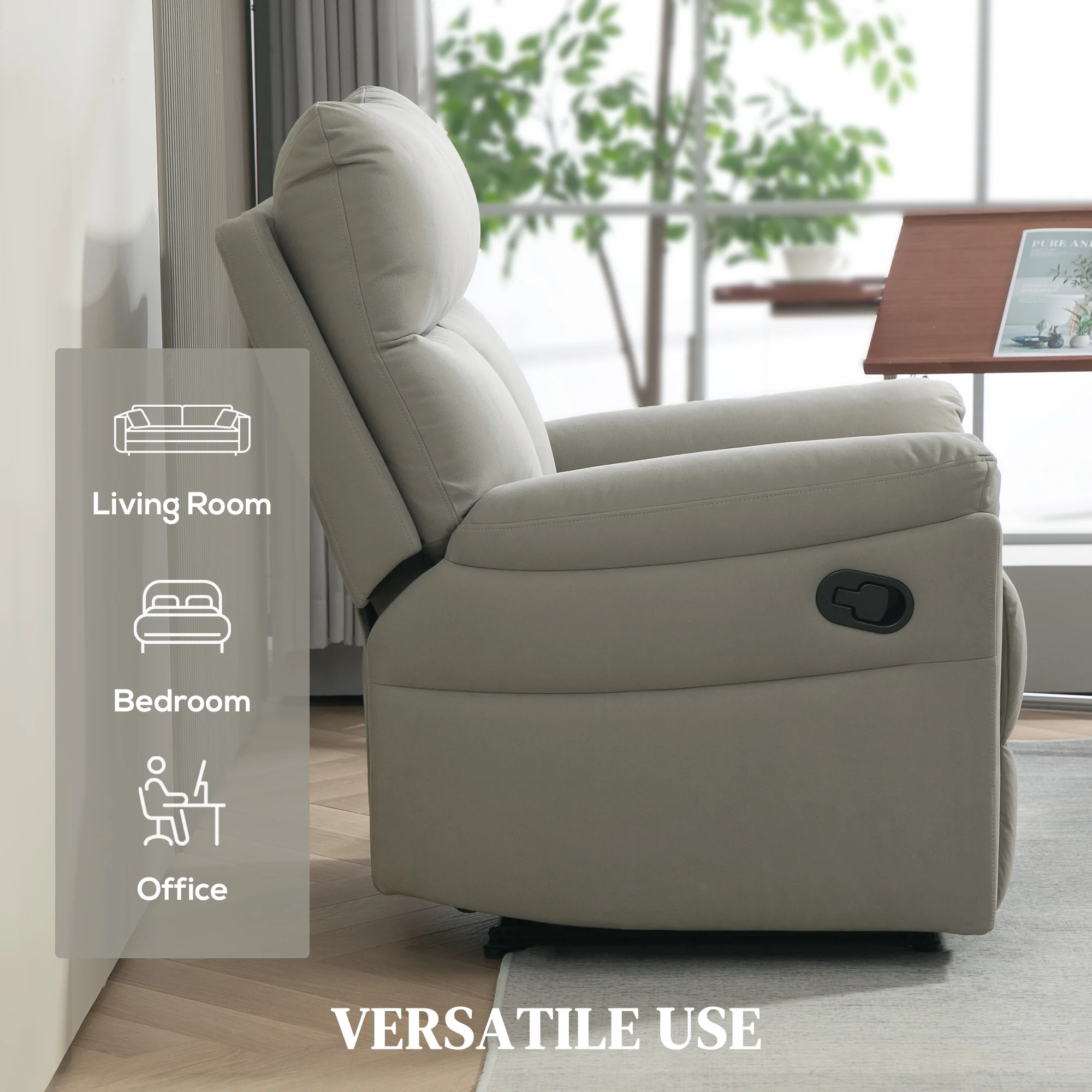 HOMCOM Recliner Armchair, Reclining Chair With Adjustable Leg Rest - Image 7