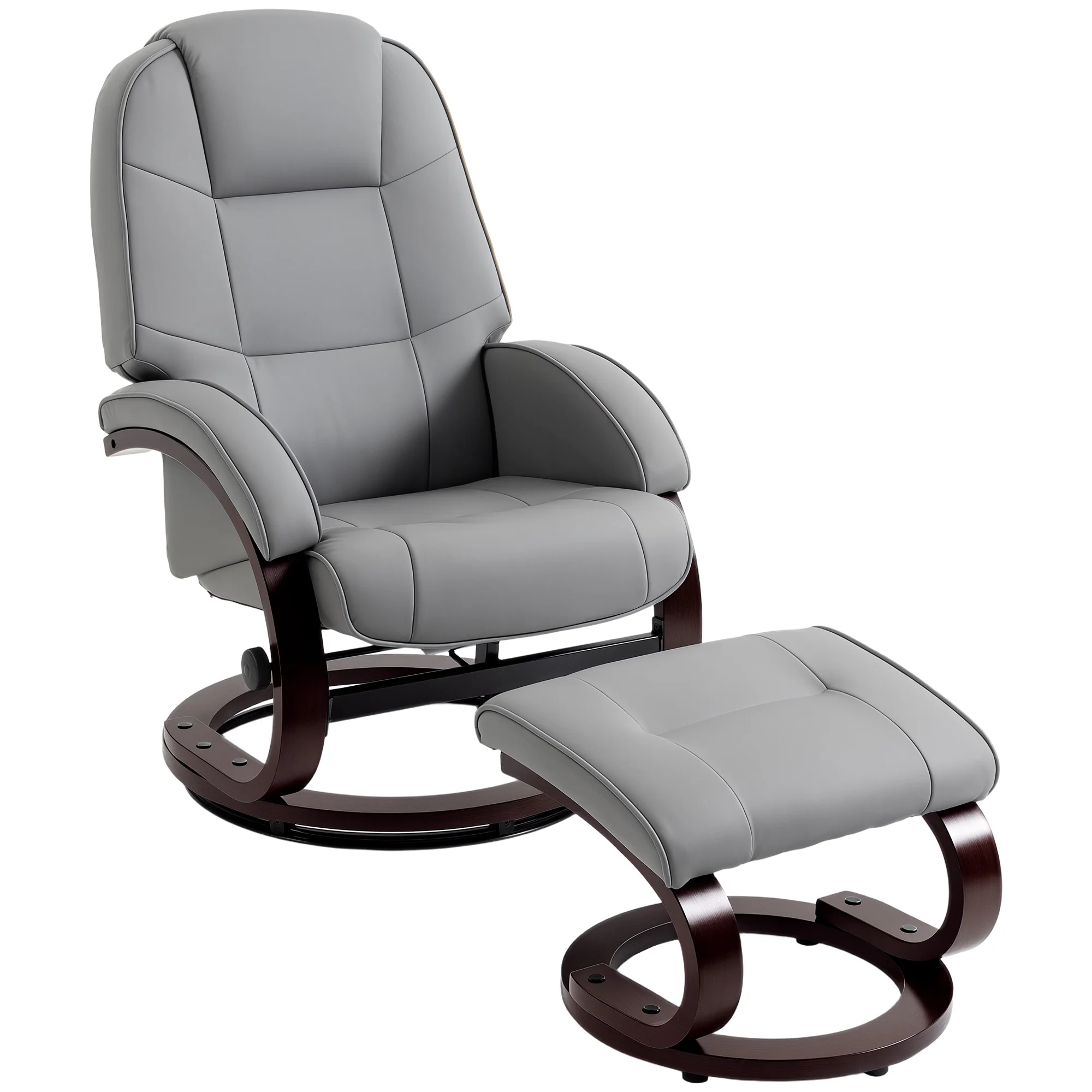 HOMCOM Recliner Chair With Footstool, Swivel Recliner Armchair, Grey