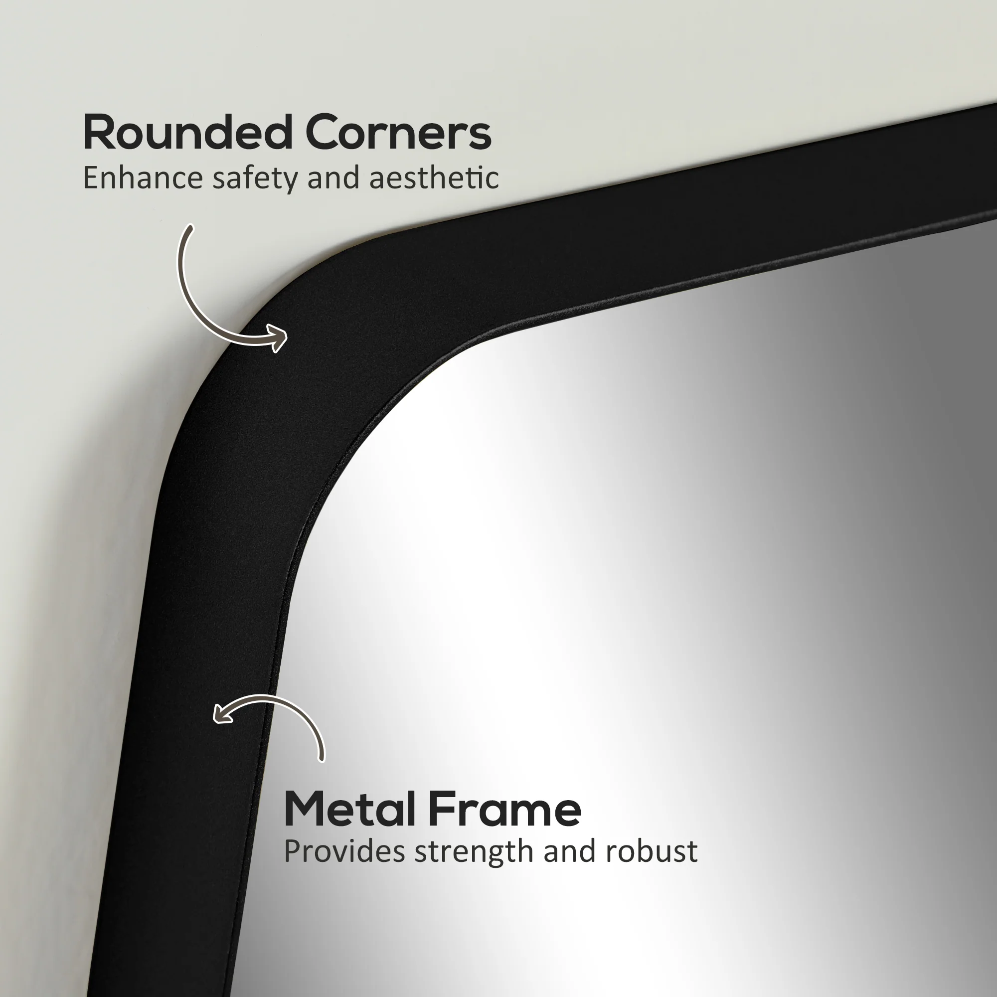 HOMCOM Rectangle Mirror, Wall Mirror with Steel Frame for Bathroom, Black - Image 4