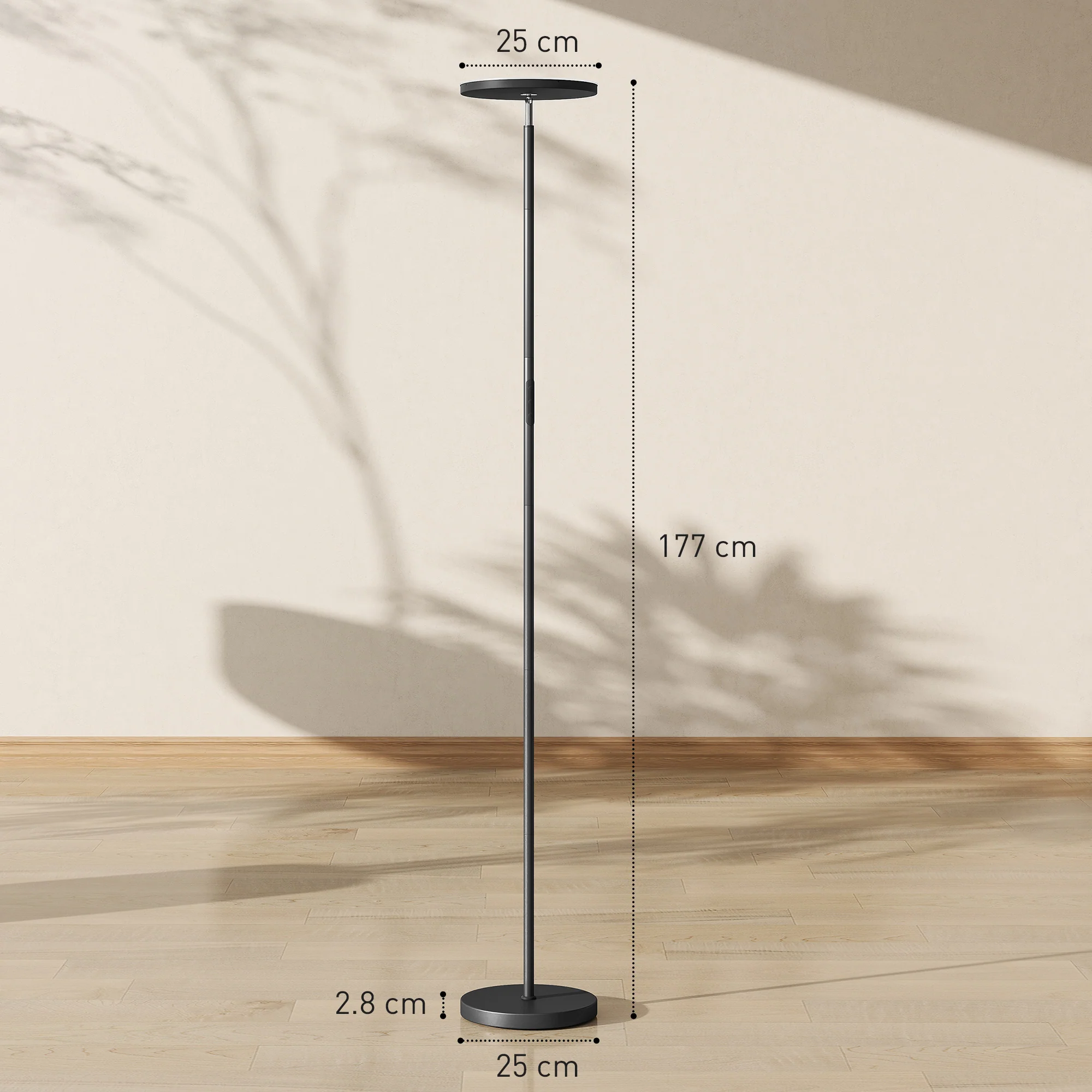 HOMCOM RGB Floor Lamp With Rotatable Head, Modern Standing Lamp, Black - Image 5