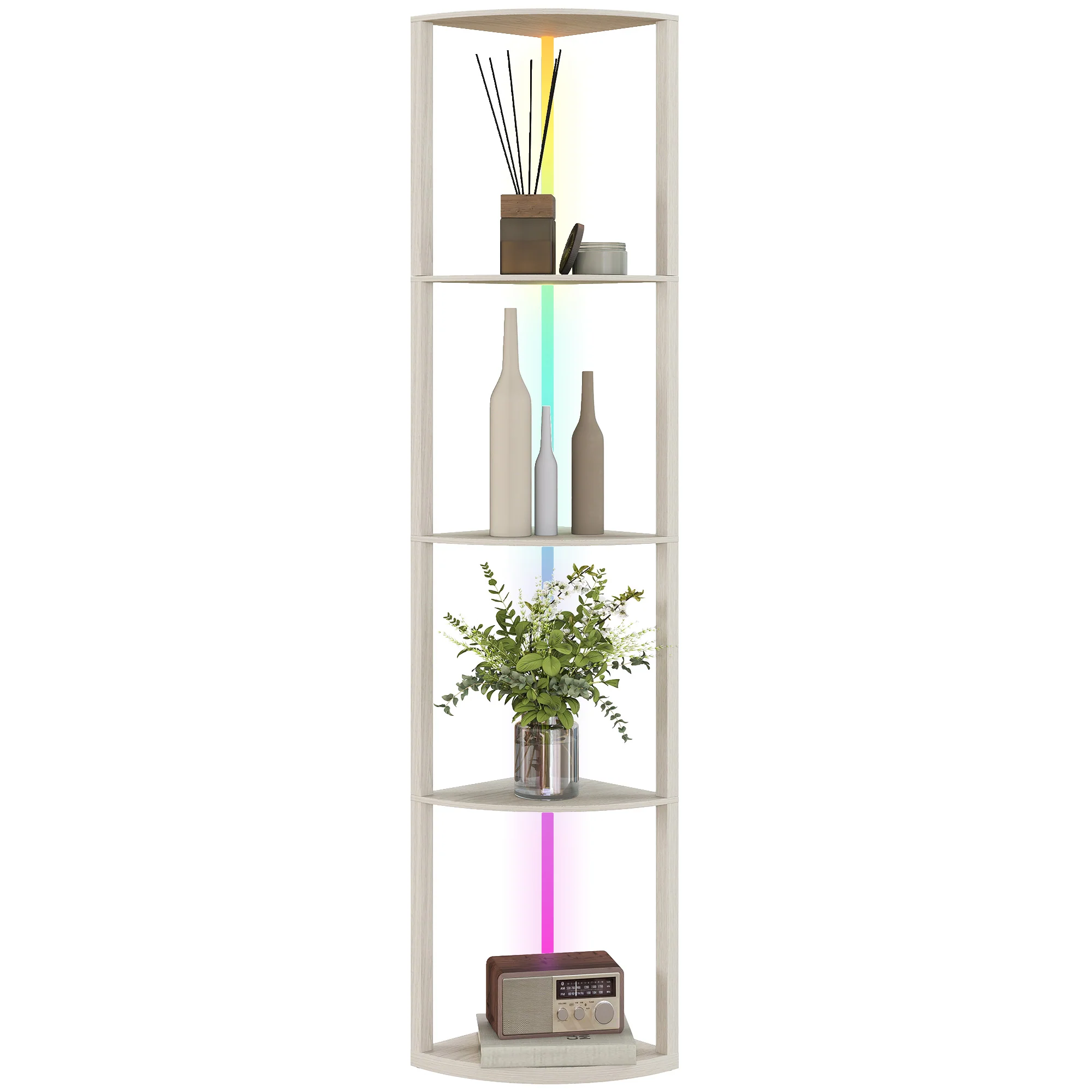 HOMCOM RGB LED Floor Lamp With Shelves And Remote Control For Living Room - Image 2