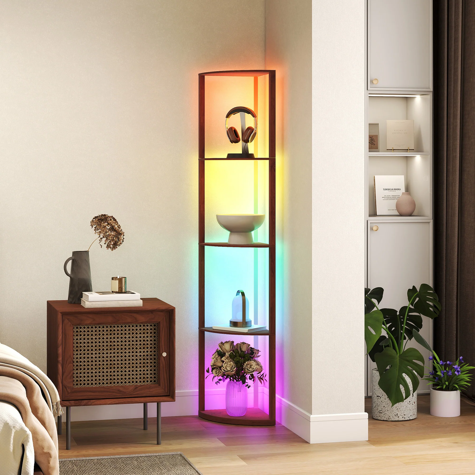 HOMCOM RGB LED Floor Lamp With Shelves And Remote Control For Living Room - Image 20