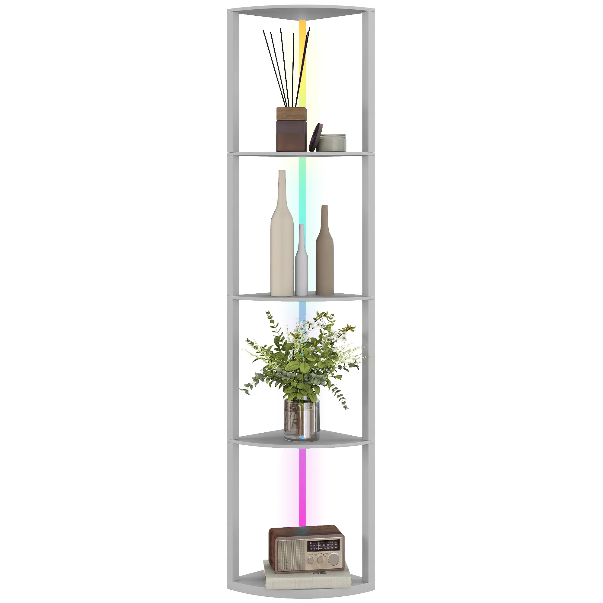 HOMCOM RGB LED Floor Lamp With Shelves And Remote Control For Living Room - Image 28