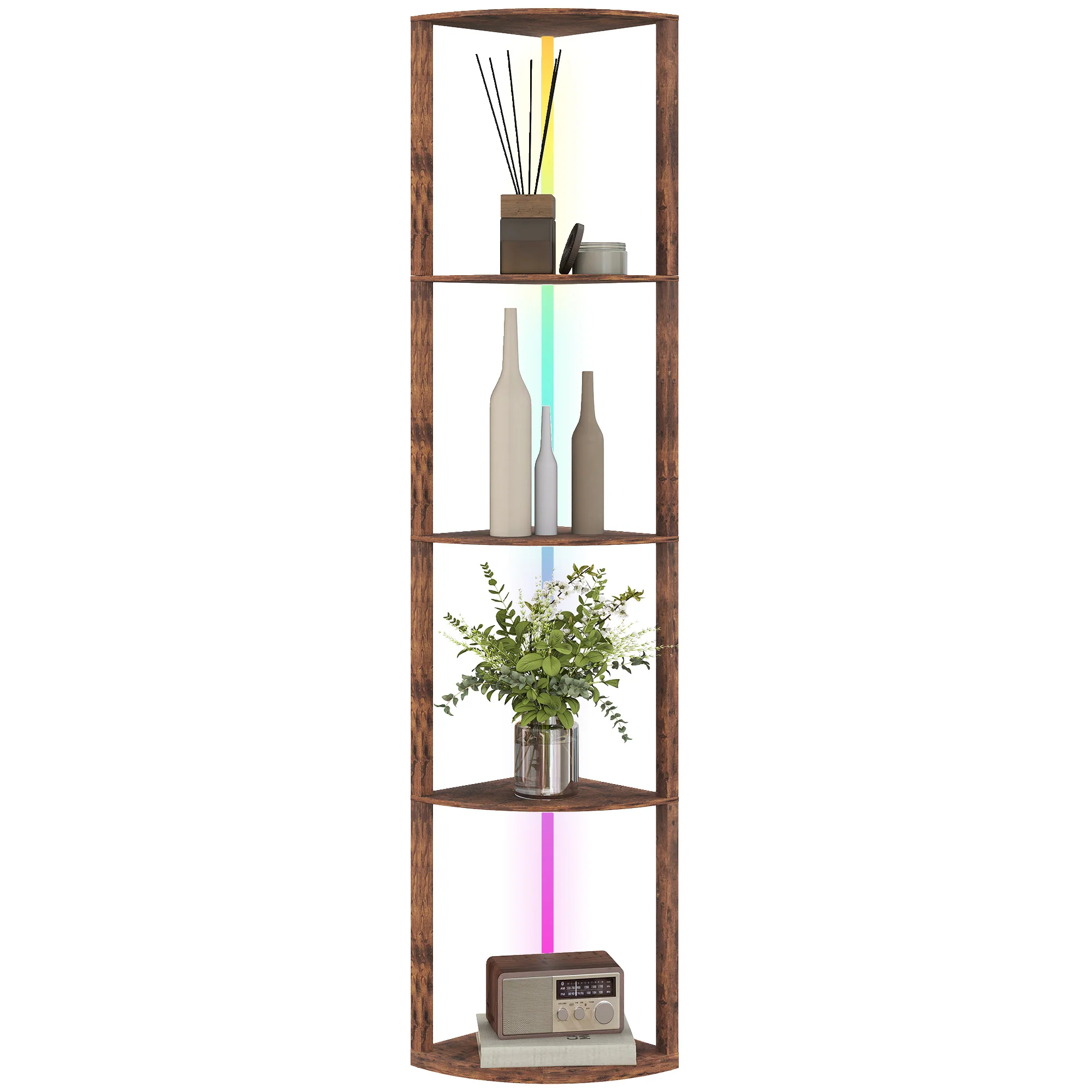 HOMCOM RGB LED Floor Lamp With Shelves And Remote Control For Living Room - Image 37