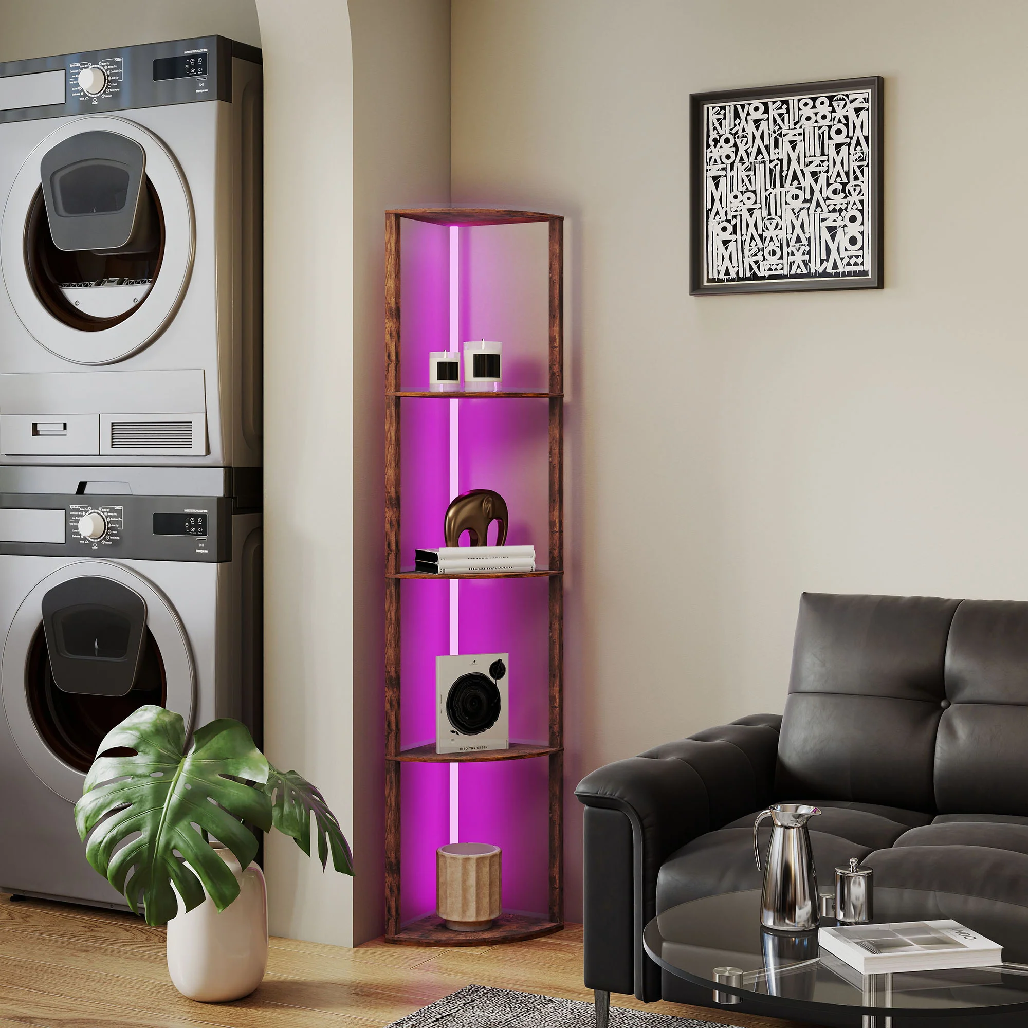 HOMCOM RGB LED Floor Lamp With Shelves And Remote Control For Living Room - Image 45