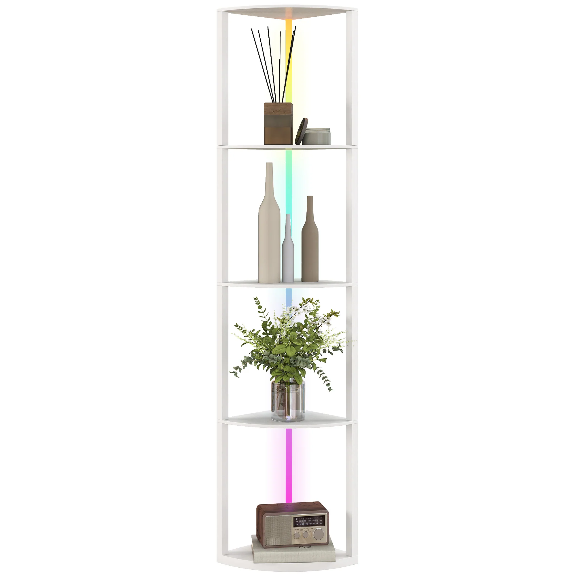 HOMCOM RGB LED Floor Lamp With Shelves And Remote Control For Living Room - Image 46