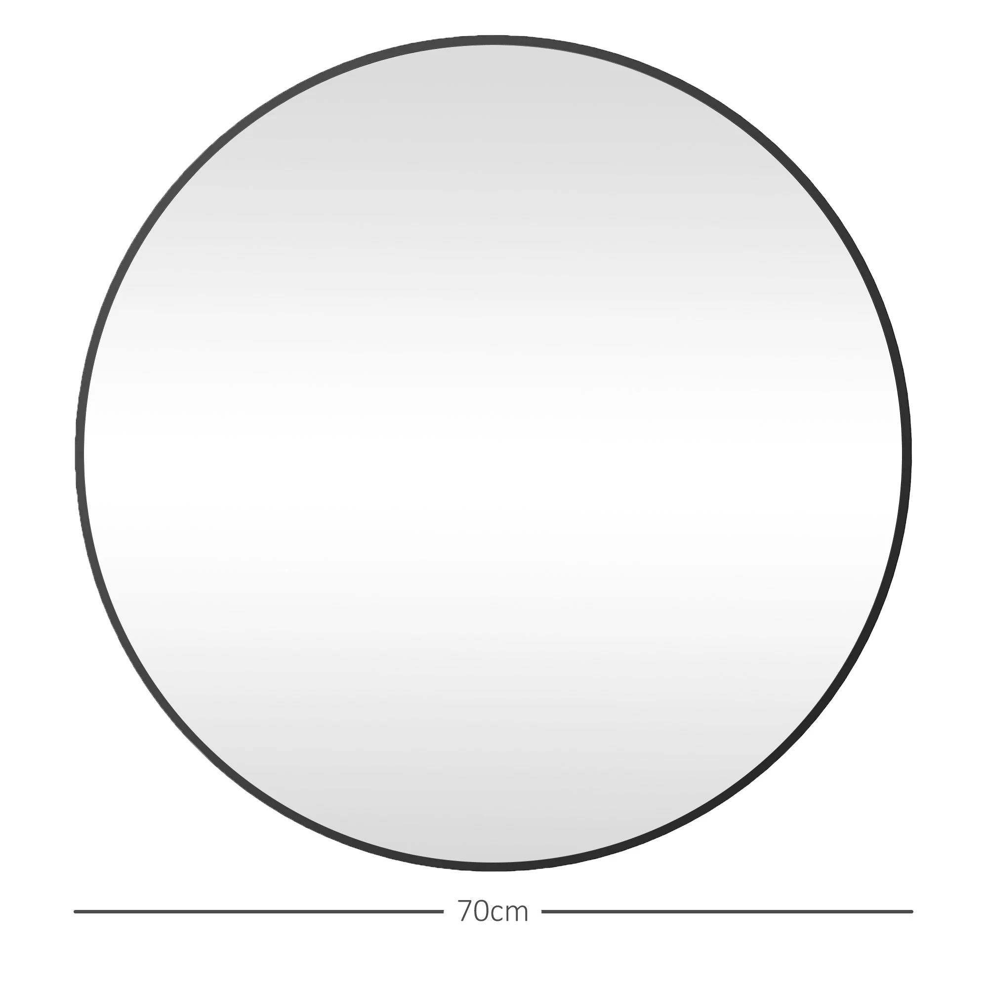 HOMCOM Round Bathroom Mirror, Modern Wall Mirror With Steel Frame, Black - Image 5