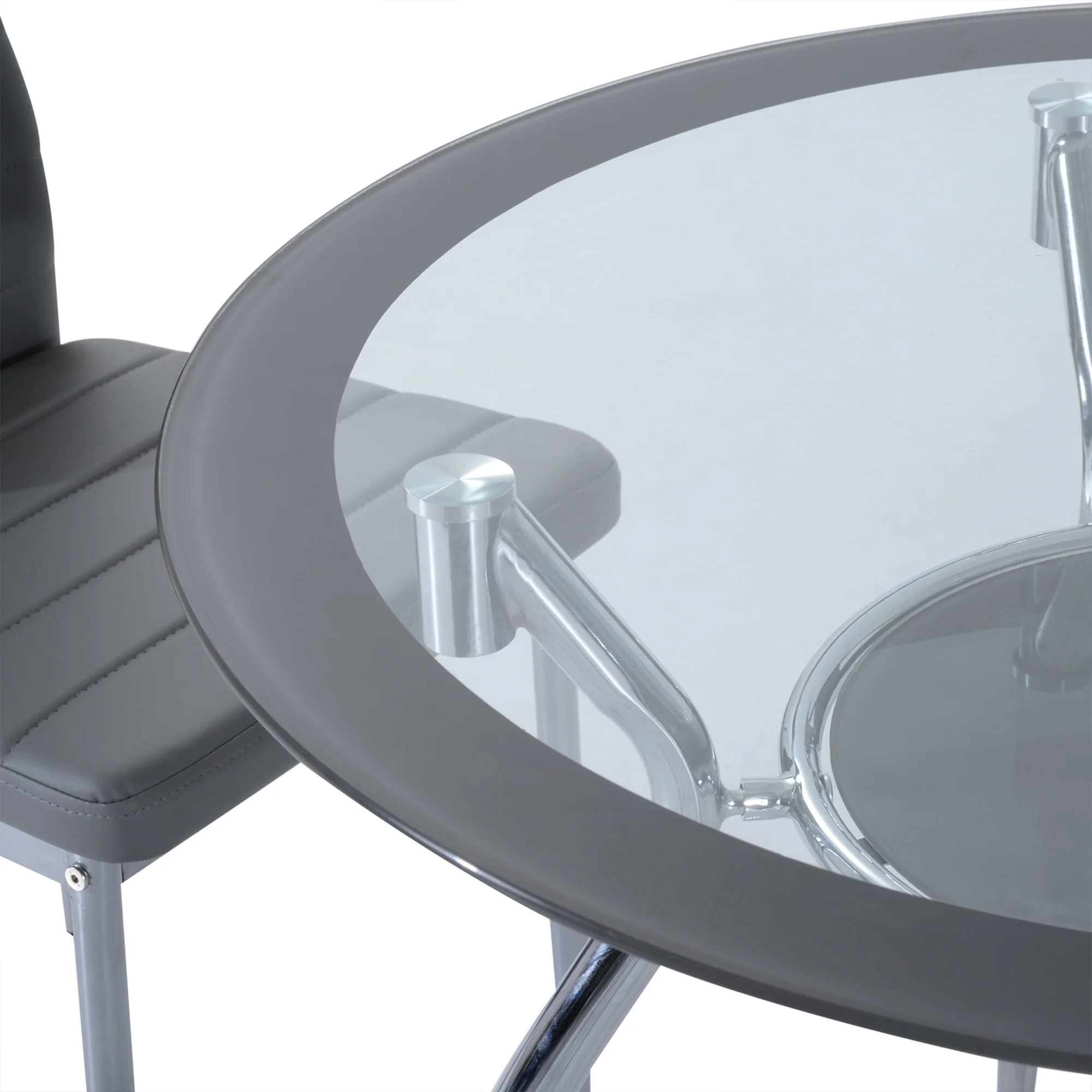 HOMCOM Round Dining Table Set For 4, Kitchen Table And Chairs With Cushion - Image 8