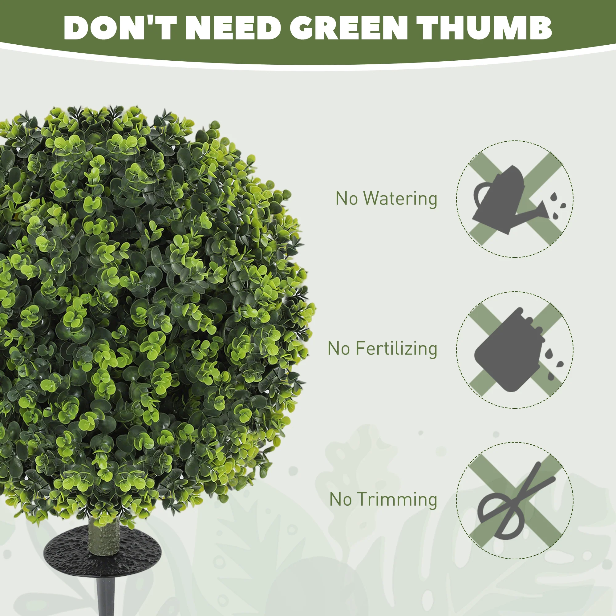 HOMCOM Set Of 2 40cm Artificial Boxwood Topiary Ball Bush For Indoor Outdoor - Image 5